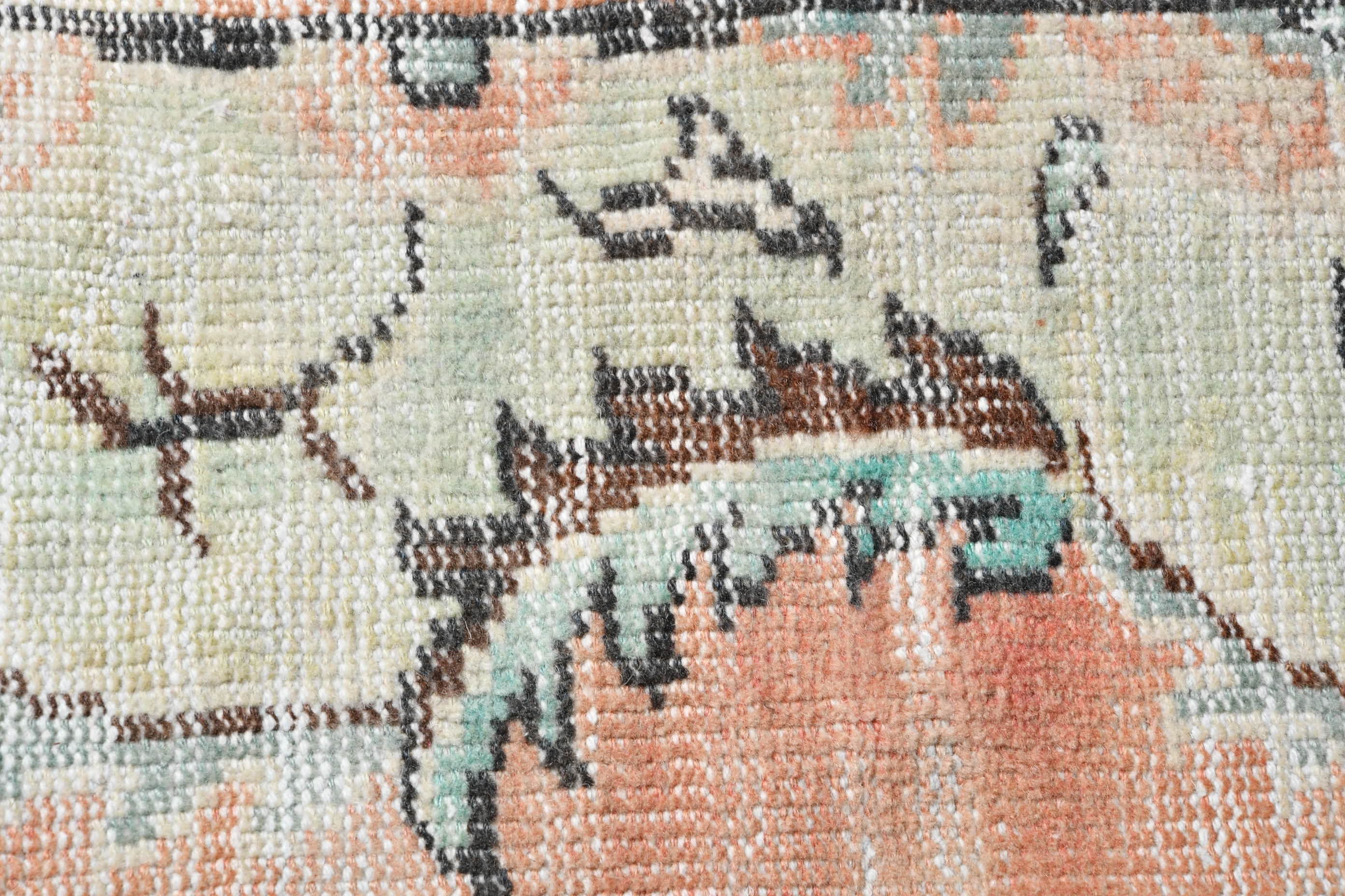 Moroccan Rug, Designer Rug, Vintage Rug, Rugs for Bedroom, Bathroom Rug, Turkish Rug, Orange Wool Rugs, 2.5x4.7 ft Small Rugs, Wool Rug
