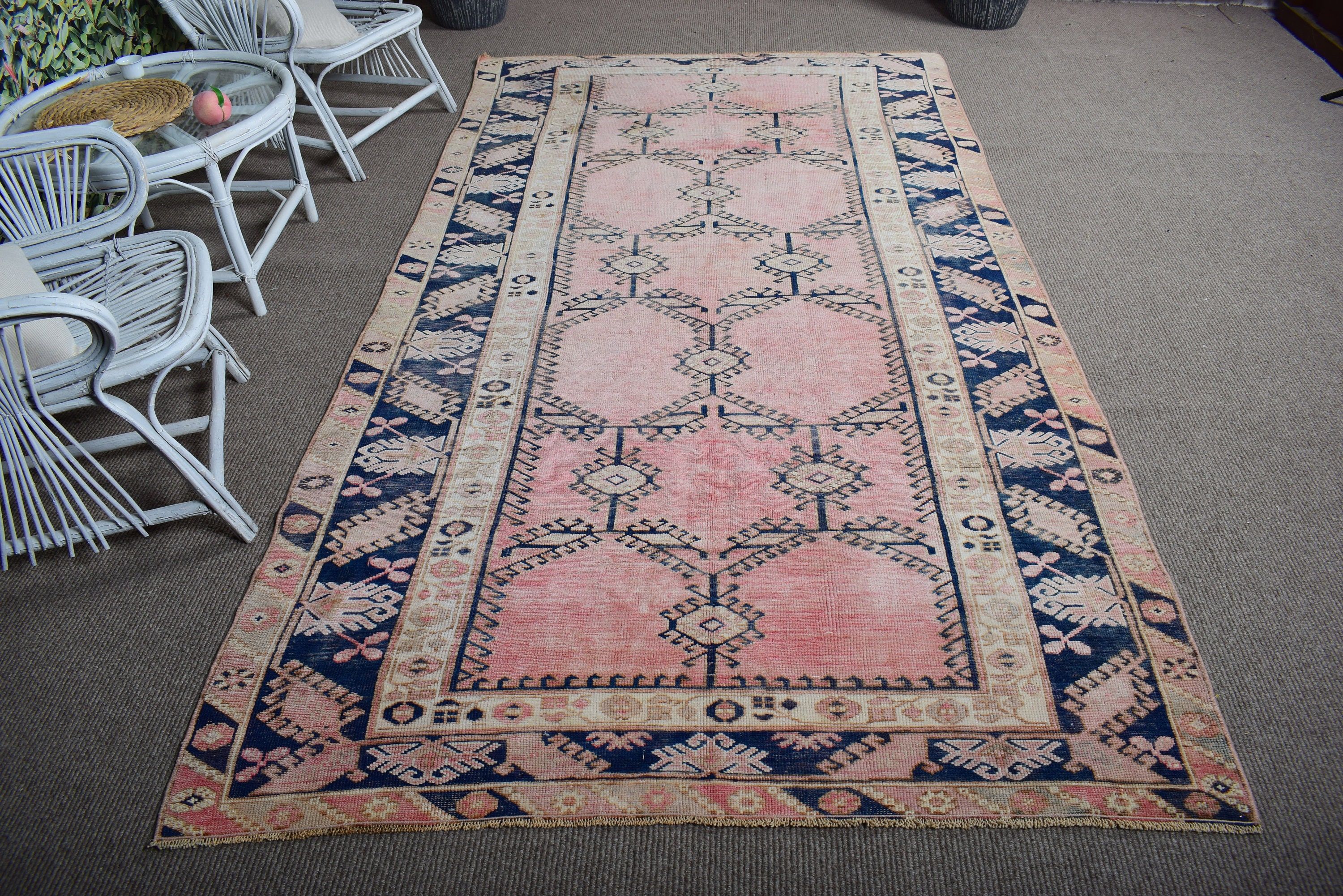 Ev Dekorasyonu Halısı, Büyük Vintage Halılar, Pembe Yatak Odası Halıları, Büyük Oushak Halısı, Vintage Halılar, Nötr Halı, 5.2x9.9 ft Büyük Halılar, Türk Halıları