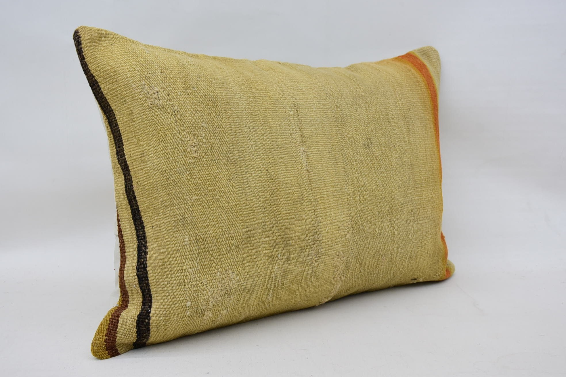 Turkish Kilim Pillow, Vintage Cushion Cover, Ethnical Kilim Rug Pillow, Boho Pillow, 16"x24" Beige Pillow Cover, Meditation Pillow Case