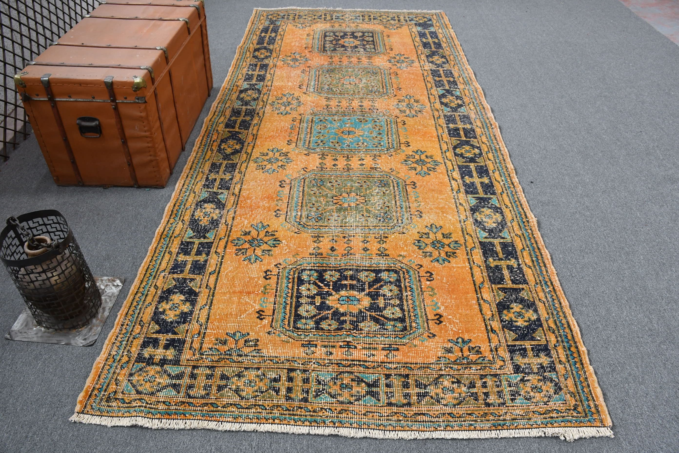 Living Room Rugs, Aztec Rugs, 4.7x11.1 ft Large Rugs, Floor Rug, Antique Rug, Rugs for Salon, Dining Room Rug, Turkish Rug, Vintage Rugs