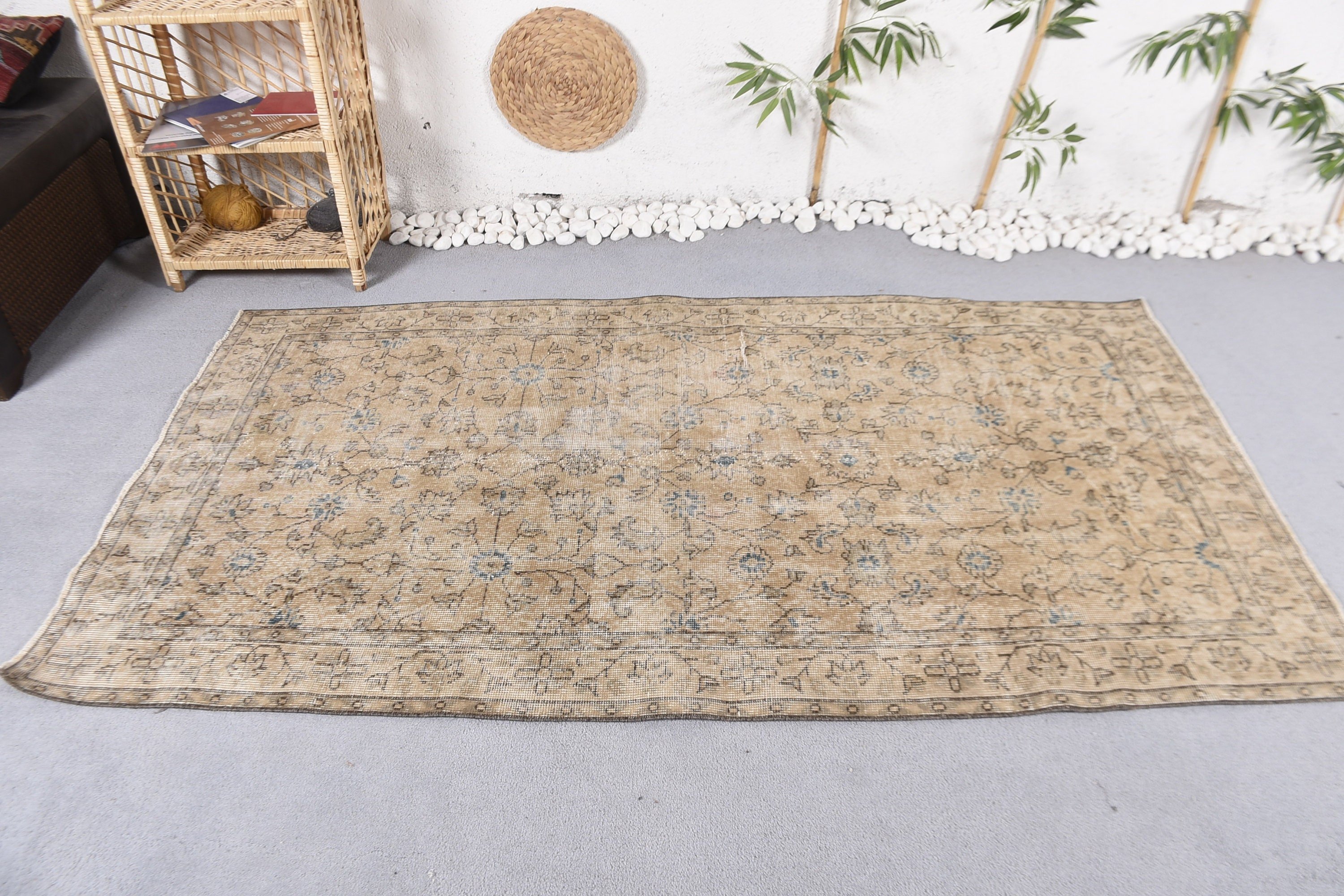 Rugs for Area, Oriental Rugs, Cool Rug, Oushak Area Rug, 3.8x6.9 ft Area Rugs, Floor Rugs, Turkish Rugs, Vintage Rugs, Blue Moroccan Rugs