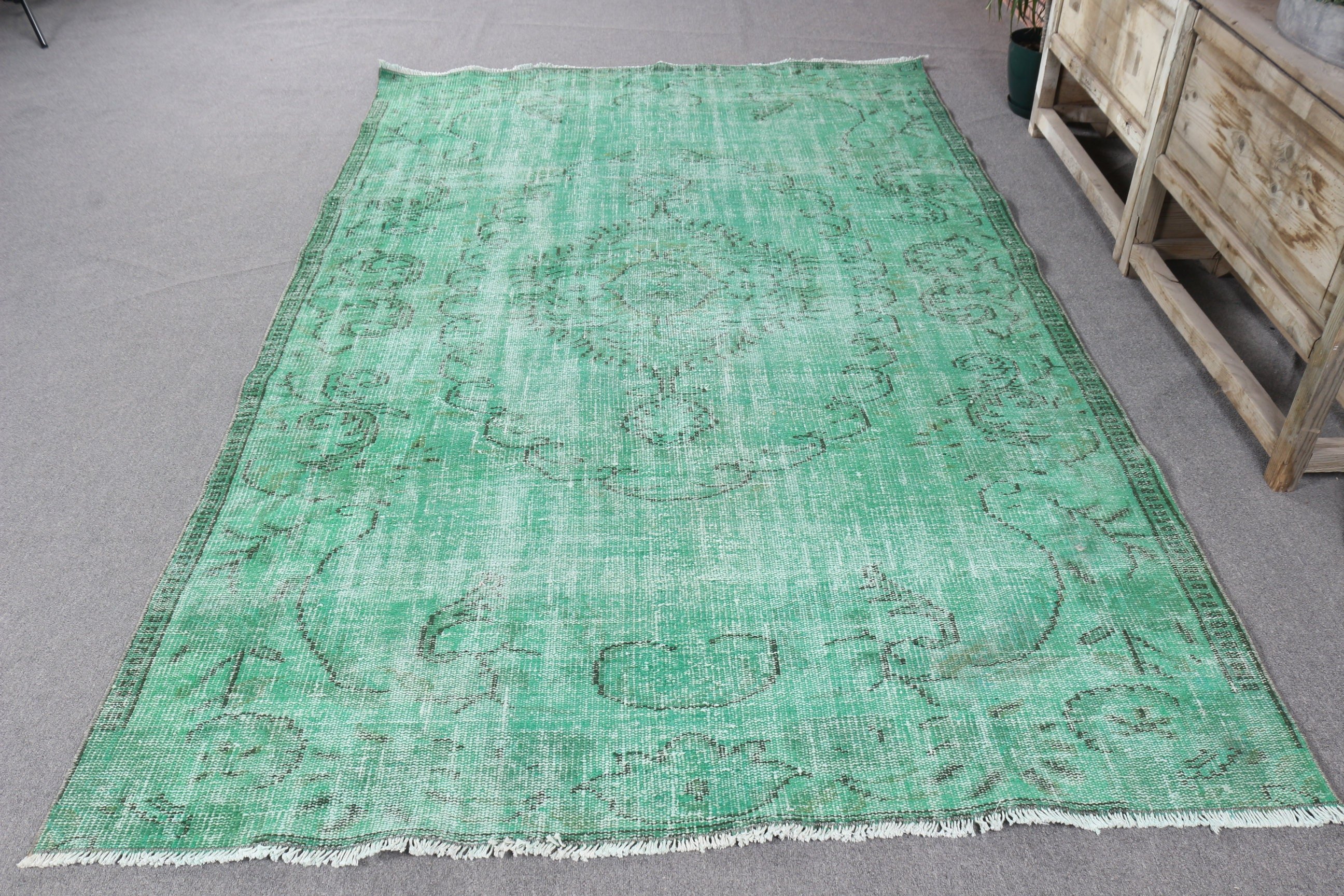 Büyük Boho Halılar, Vintage Halılar, Büyük Vintage Halı, Nötr Halılar, Türk Halıları, 5.6x9 ft Büyük Halı, Yeşil Ev Dekorasyonu Halısı