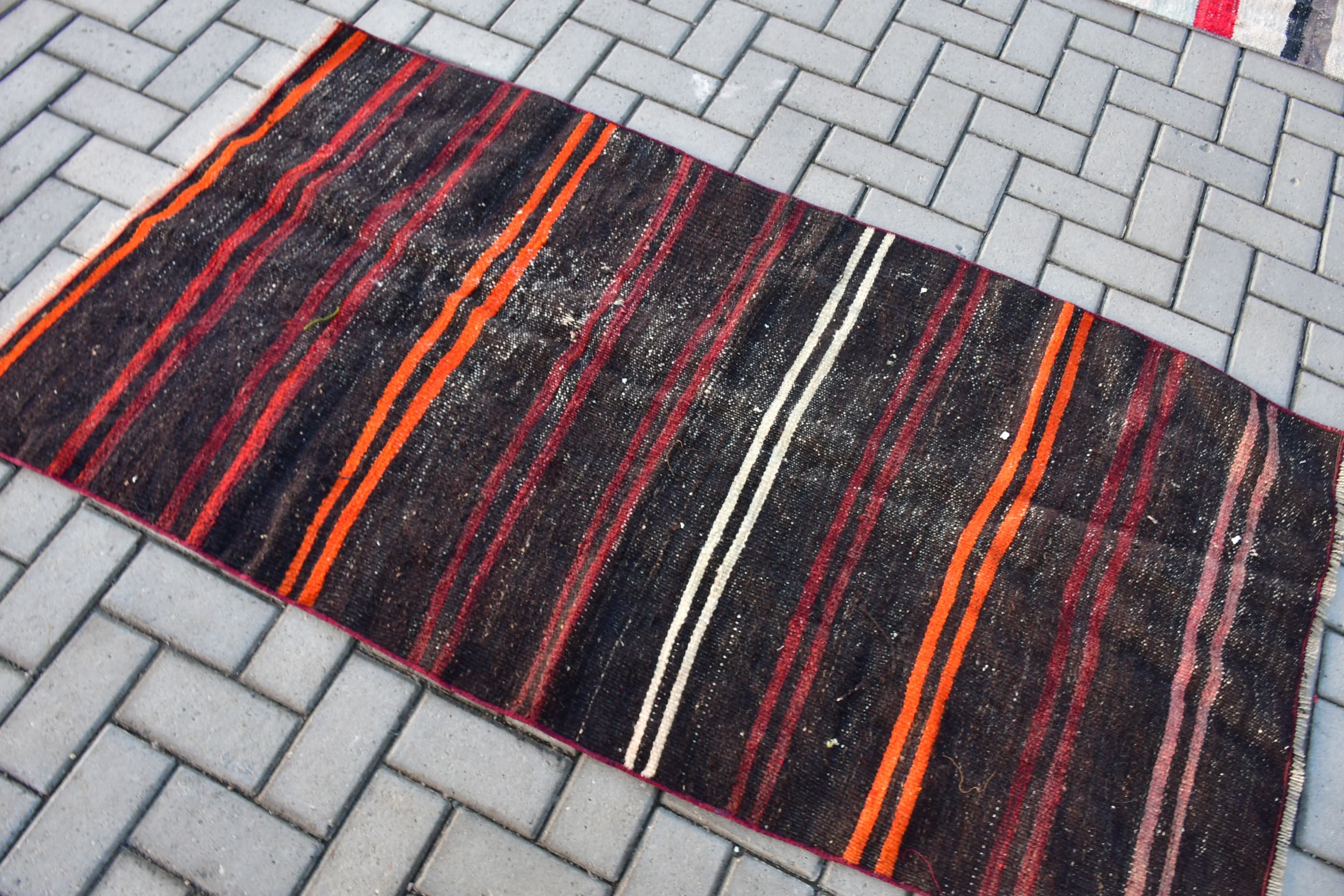 Kilim, Antika Halı, Vintage Halı, Kahverengi Yün Halılar, Giriş Halıları, Giriş Halısı, 3x5.7 ft Accent Halı, Türk Halısı, Göçebe Halısı, Mutfak Halıları