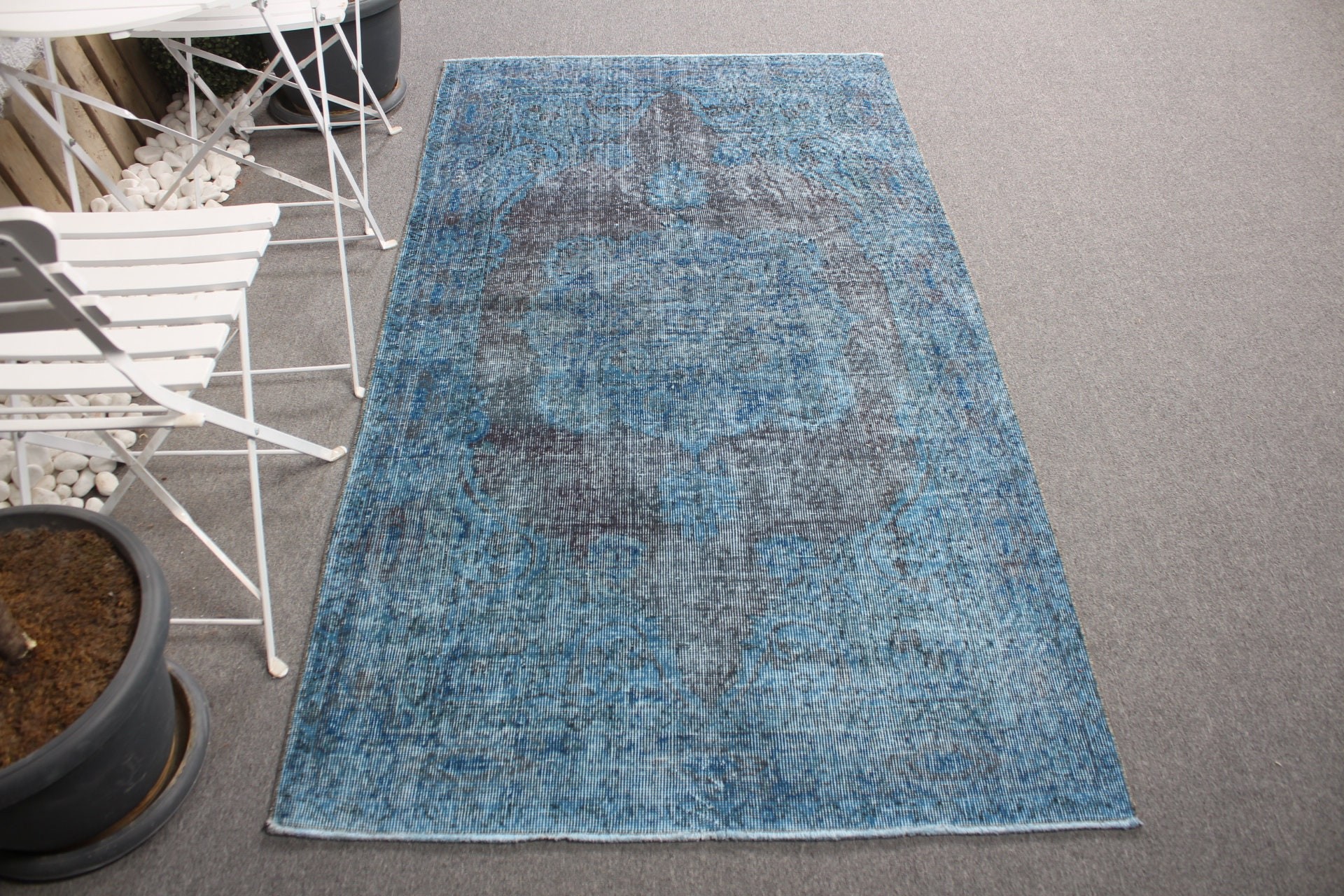 Blue Kitchen Rugs, Vintage Rugs, Bedroom Rugs, Living Room Rug, 3.6x6.7 ft Area Rug, Rugs for Area, Turkish Rugs, Floor Rug, Wool Rug