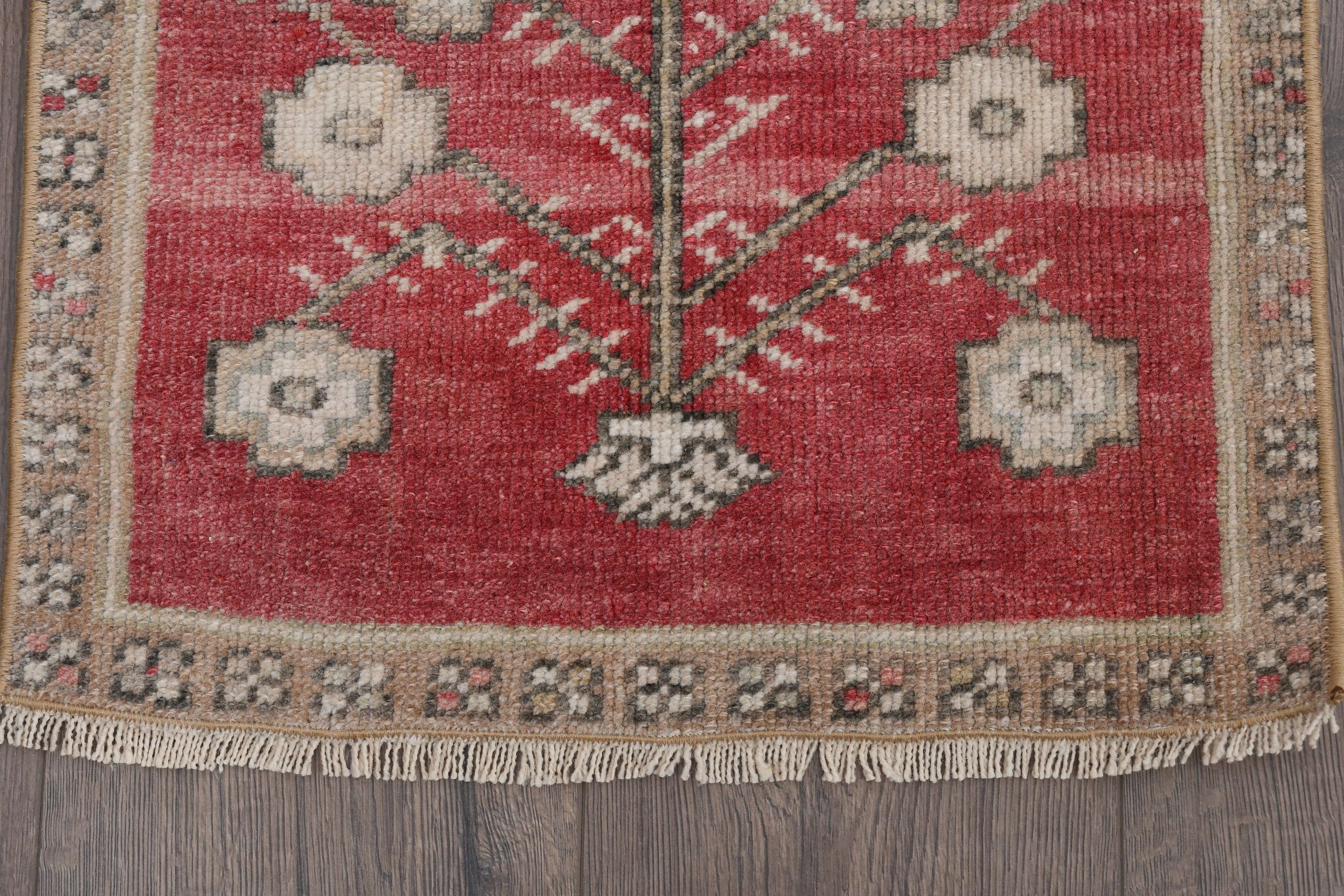 Bedroom Rug, Oushak Rugs, Red Oushak Rugs, Door Mat Rug, Rugs for Wall Hanging, Vintage Rug, Turkish Rugs, 1.6x1.4 ft Small Rug, Wool Rug