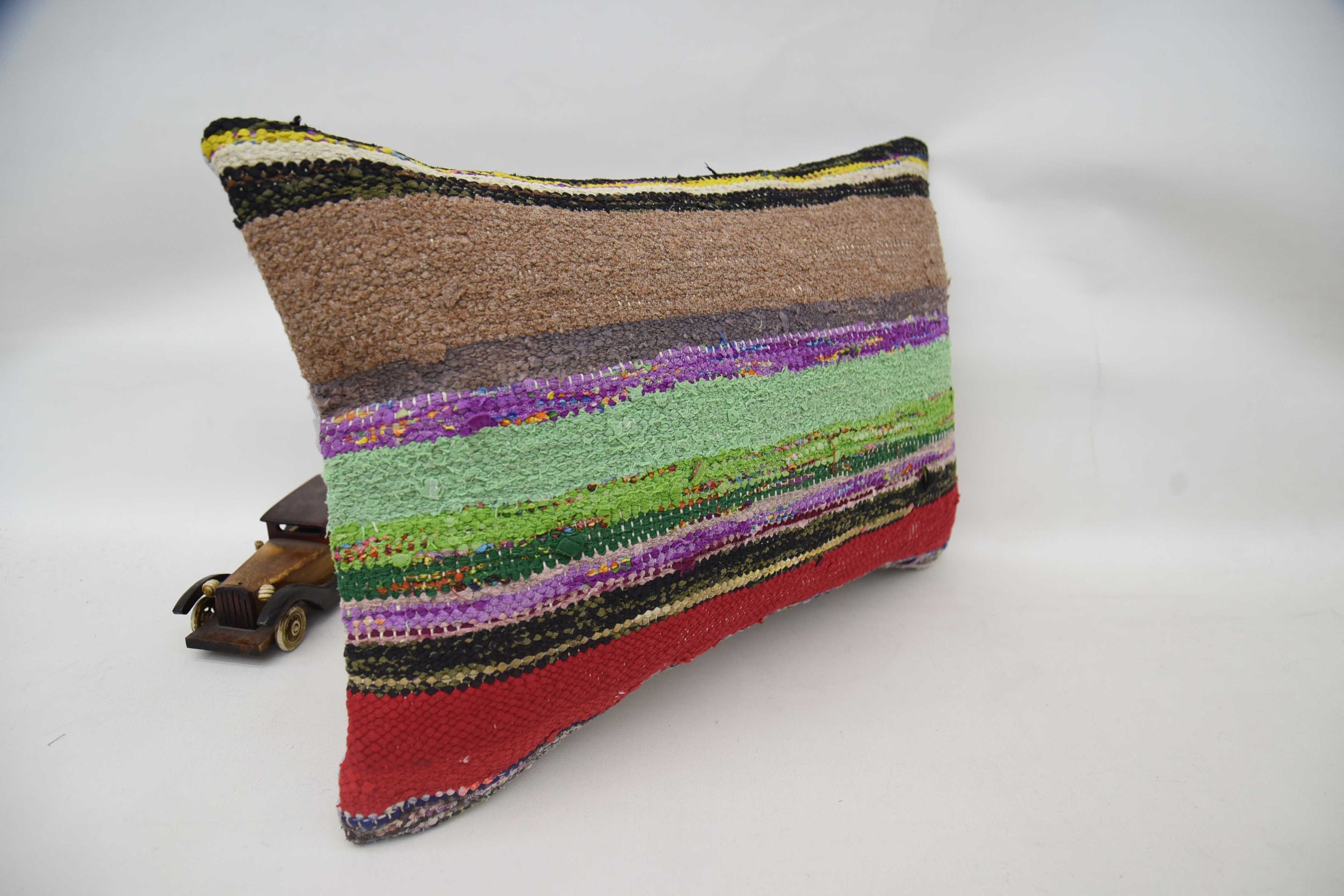 Cotton Pillow Case, 16"x24" Green Cushion Cover, Vintage Kilim Throw Pillow, Turkish Kilim Pillow, Kilim Cushion Sham