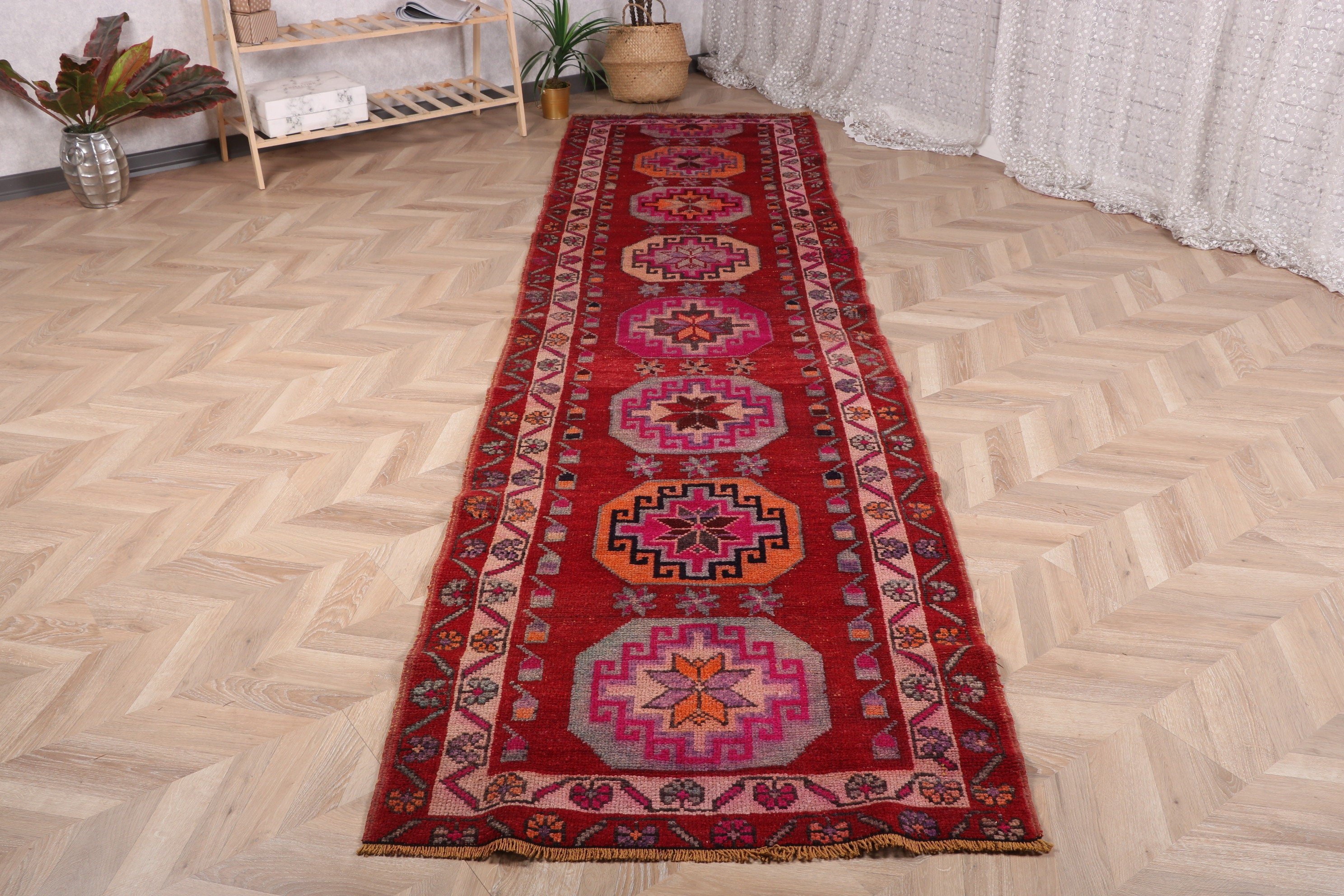 Kırmızı Açıklama Halıları, Koridor Halıları, Beni Ourain Yolluk Halıları, Türk Halısı, Vintage Halı, 3.1x11.9 ft Koşucu Halıları, Antika Halı, Yün Halılar