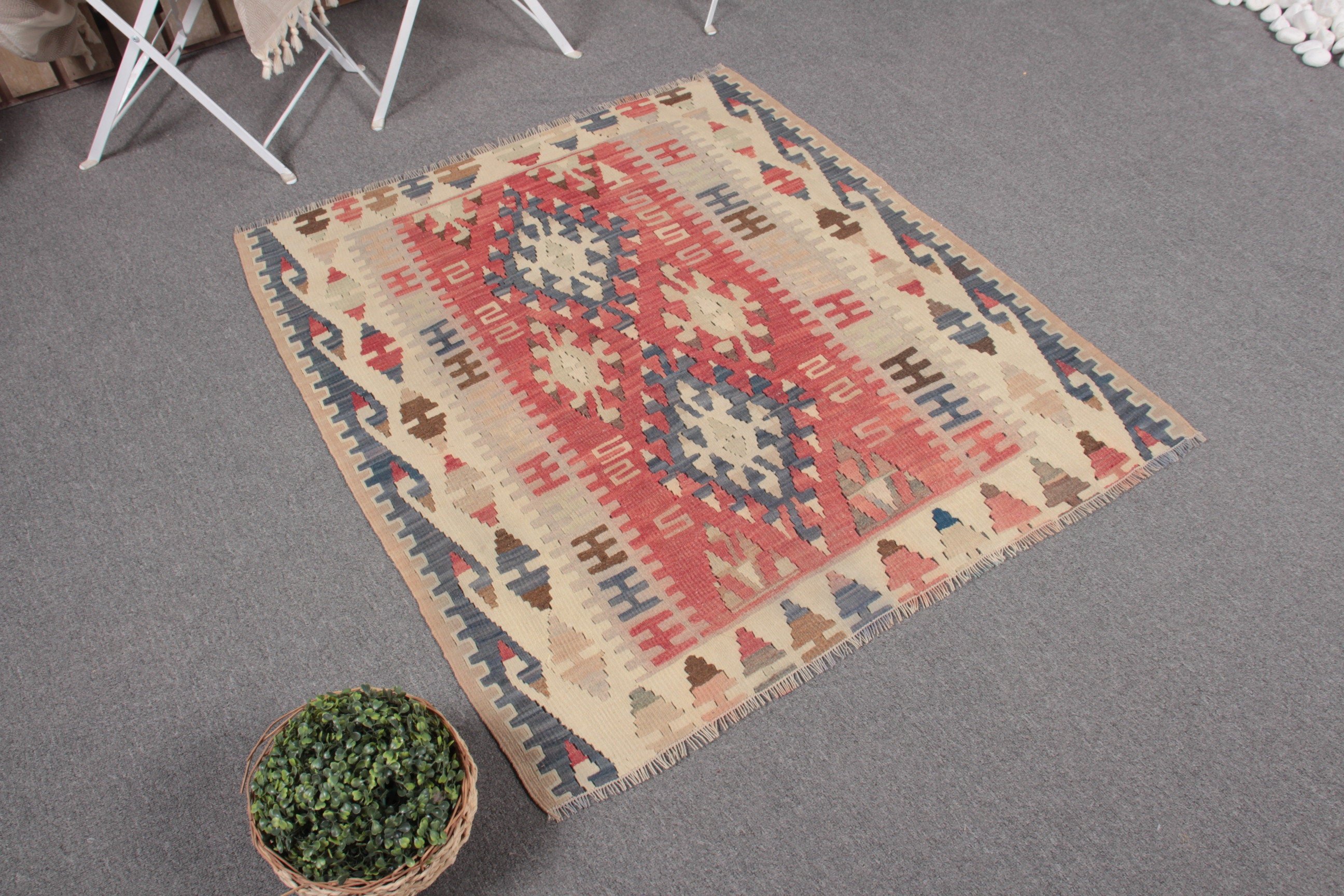 Yurt Halıları, Mavi Anadolu Halısı, 3.4x3.7 ft Küçük Halı, Kilim, Antika Halı, Araba Paspas Halıları, Vintage Halı, Türk Halısı, Banyo Halısı, Yatak Odası Halıları