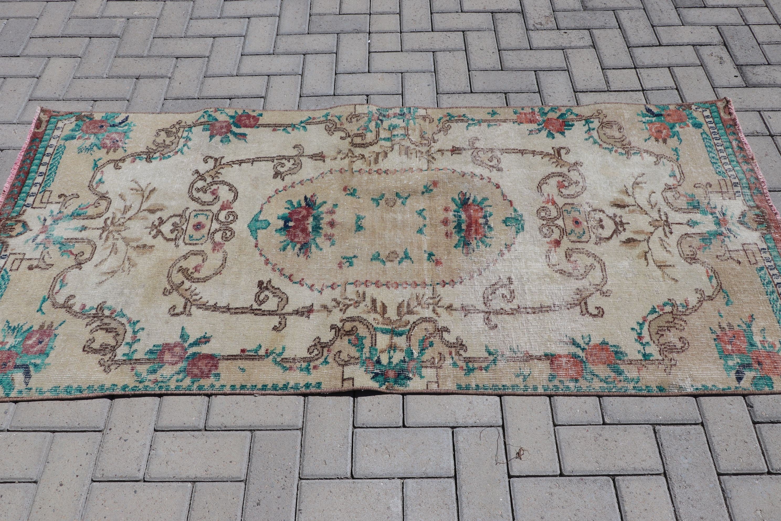 Entry Rug, Oriental Rug, Rugs for Entry, 2.9x6.5 ft Accent Rug, Beige Kitchen Rug, Muted Rug, Vintage Rugs, Moroccan Rugs, Turkish Rug