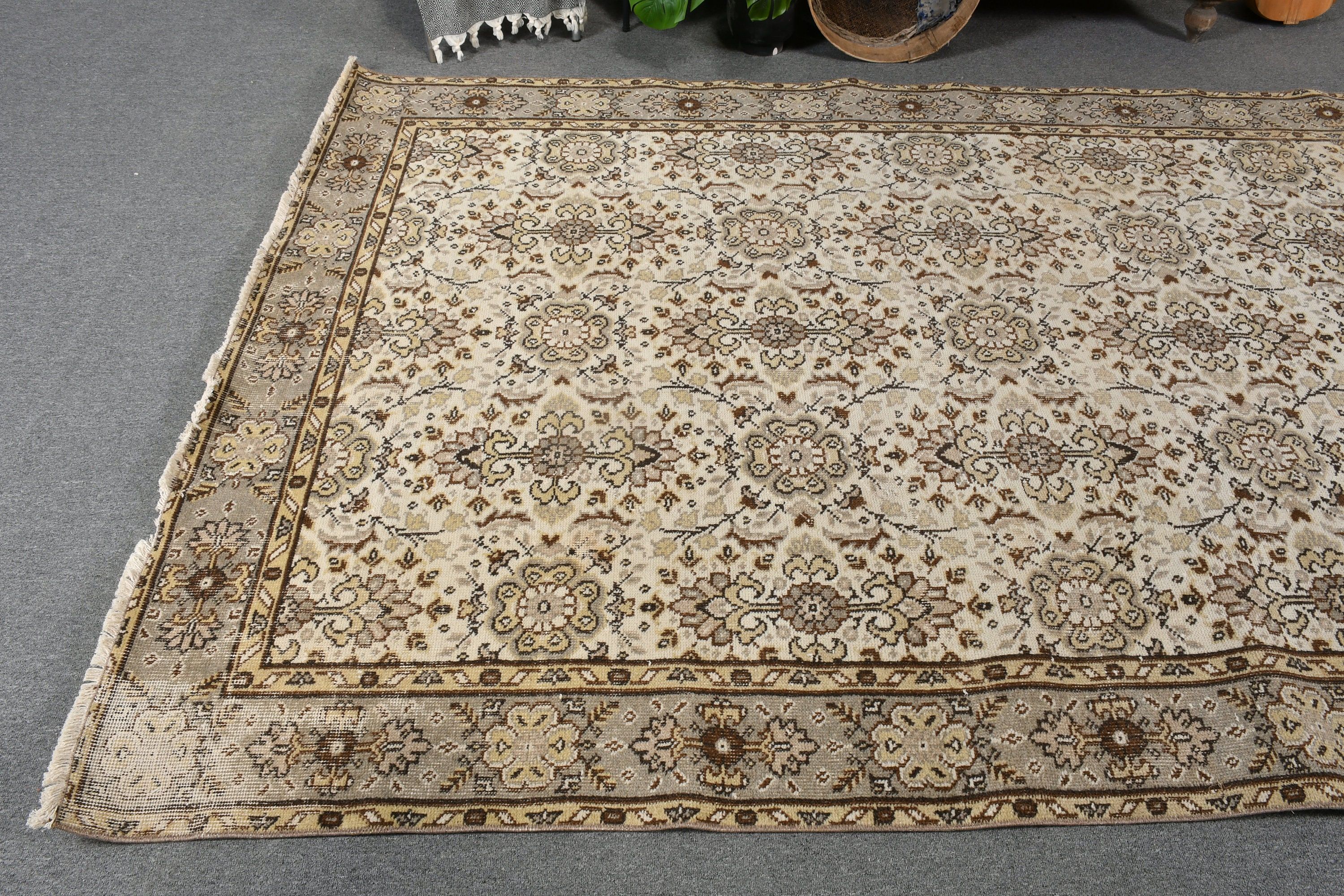 Yer Halısı, Yemek Odası Halıları, Sanat Halısı, Vintage Halılar, Bej Ev Dekorasyonu Halısı, Türk Halısı, 5.9x9.9 ft Büyük Halılar, Oturma Odası Halısı