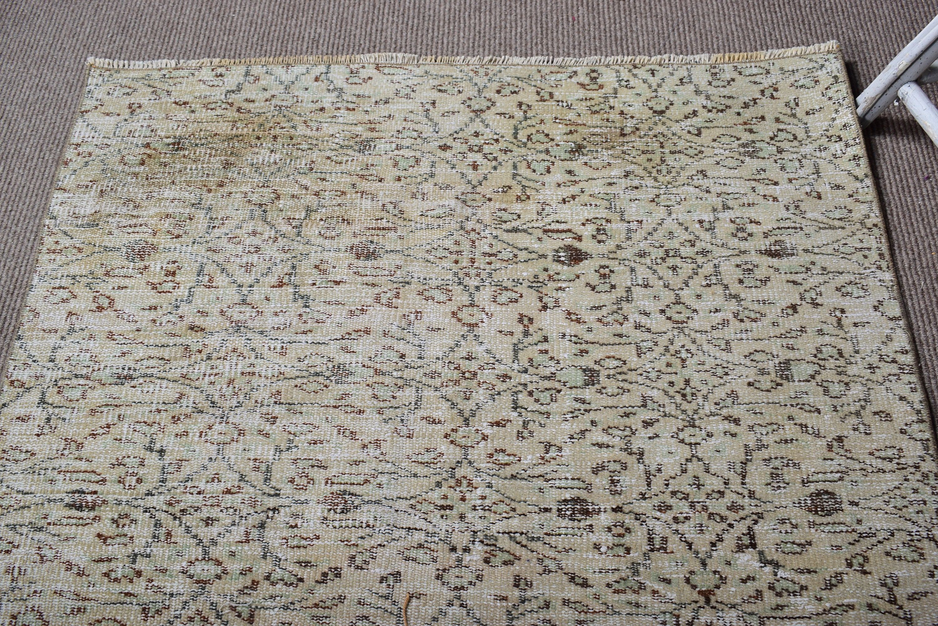 3,7x7,5 ft Alan Kilimi, Oushak Alan Kilimi, Yün Halı, Yeşil Boho Halı, Türk Halısı, Vintage Halı, Soğuk Halılar, Boho Alan Halısı, Alan Kilimleri