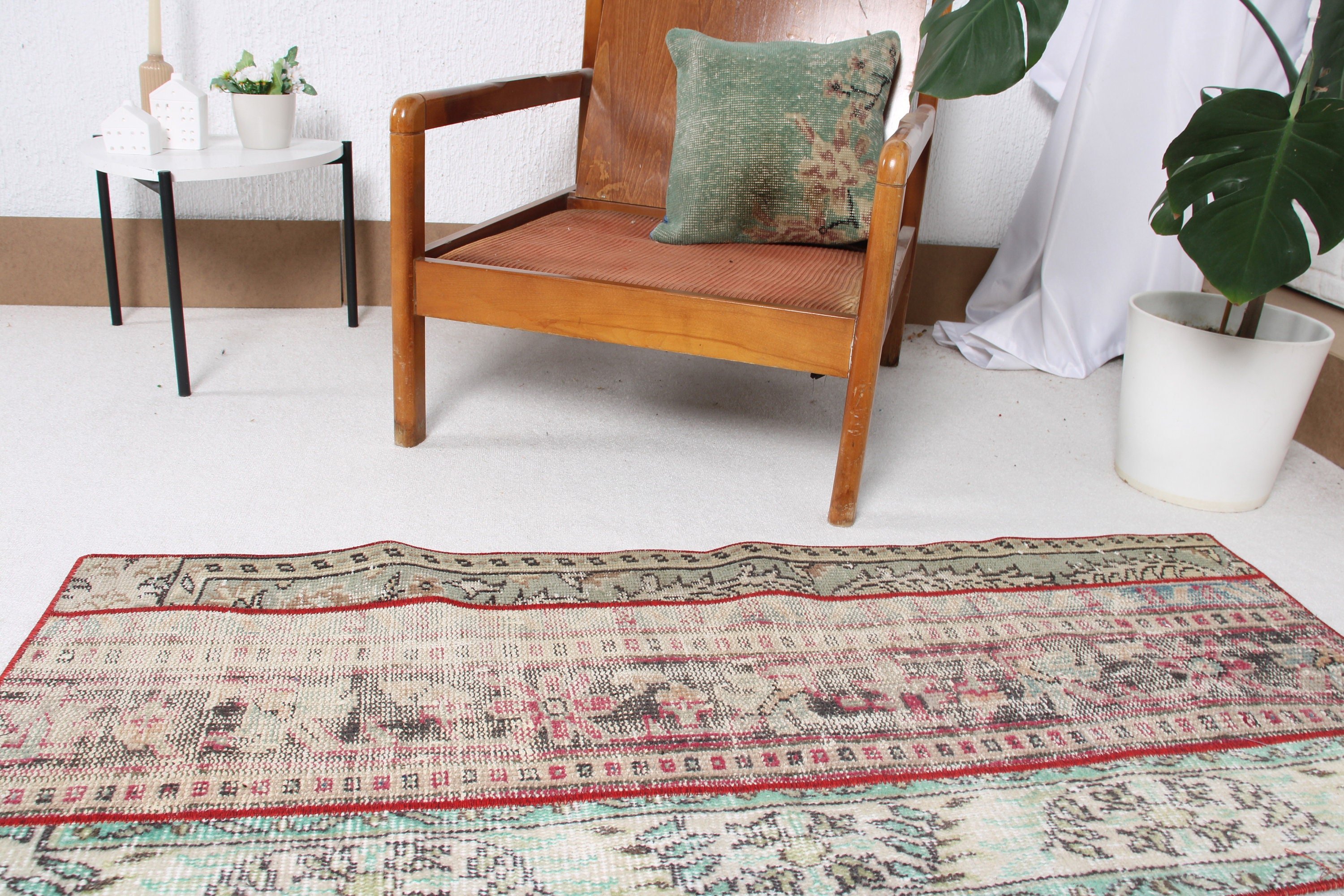 Door Mat Rugs, Luxury Rugs, Turkish Rugs, Vintage Rugs, Small Boho Rugs, Green Modern Rug, 2x4.8 ft Small Rugs, Bedroom Rug