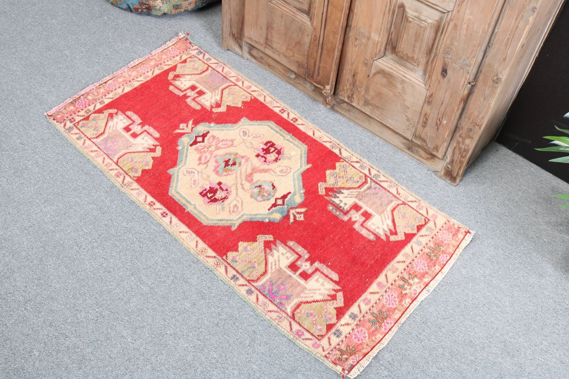 Floor Rug, Turkish Rug, Moroccan Rugs, Turkey Rugs, Vintage Rugs, Kitchen Rug, Red Neutral Rug, Small Vintage Rugs, 1.8x3.6 ft Small Rug