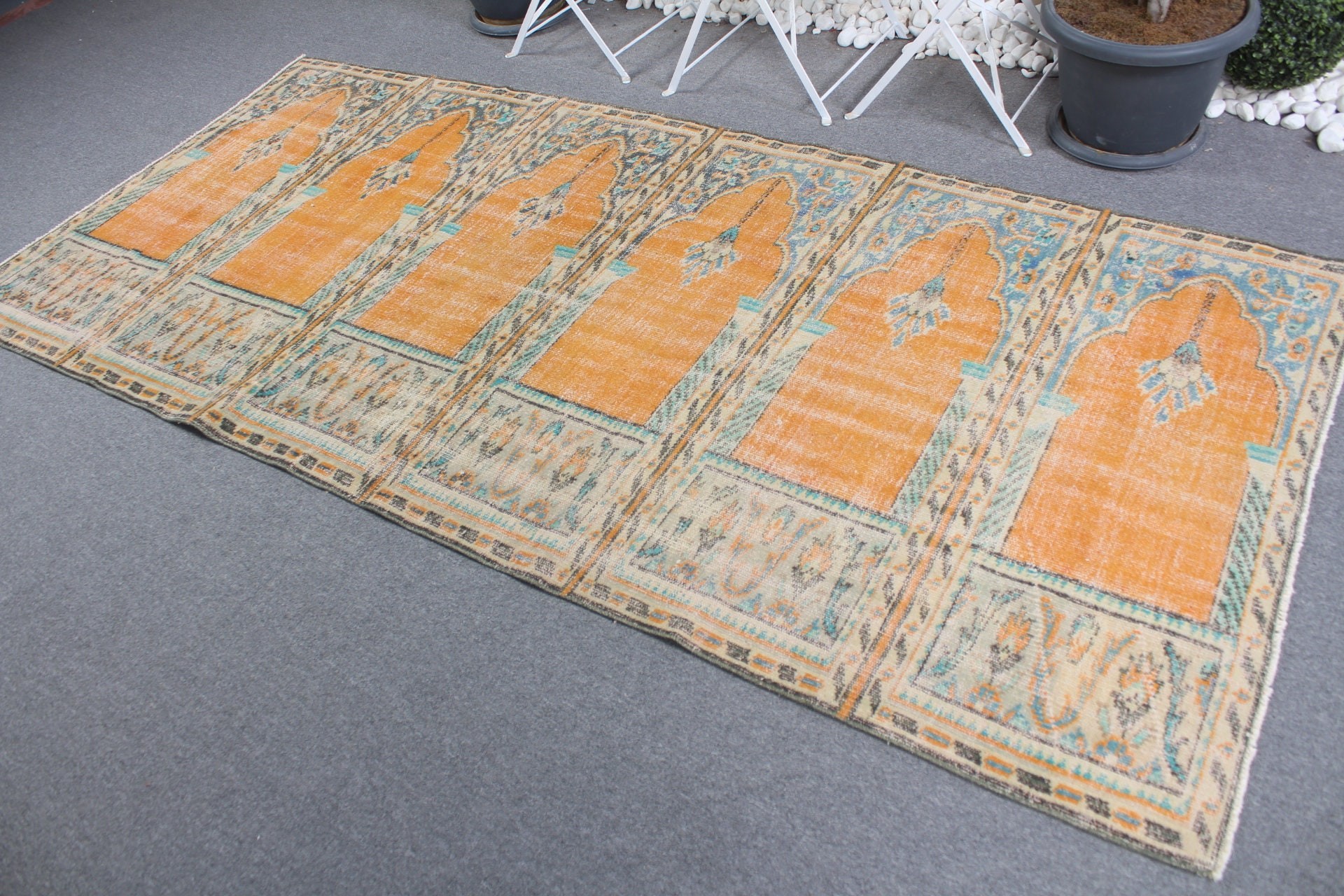 Yellow Wool Rugs, Floor Rugs, Vintage Rug, 4.2x9.2 ft Area Rug, Rugs for Area, Art Rugs, Turkish Rug, Indoor Rug, Bedroom Rug, Oriental Rug