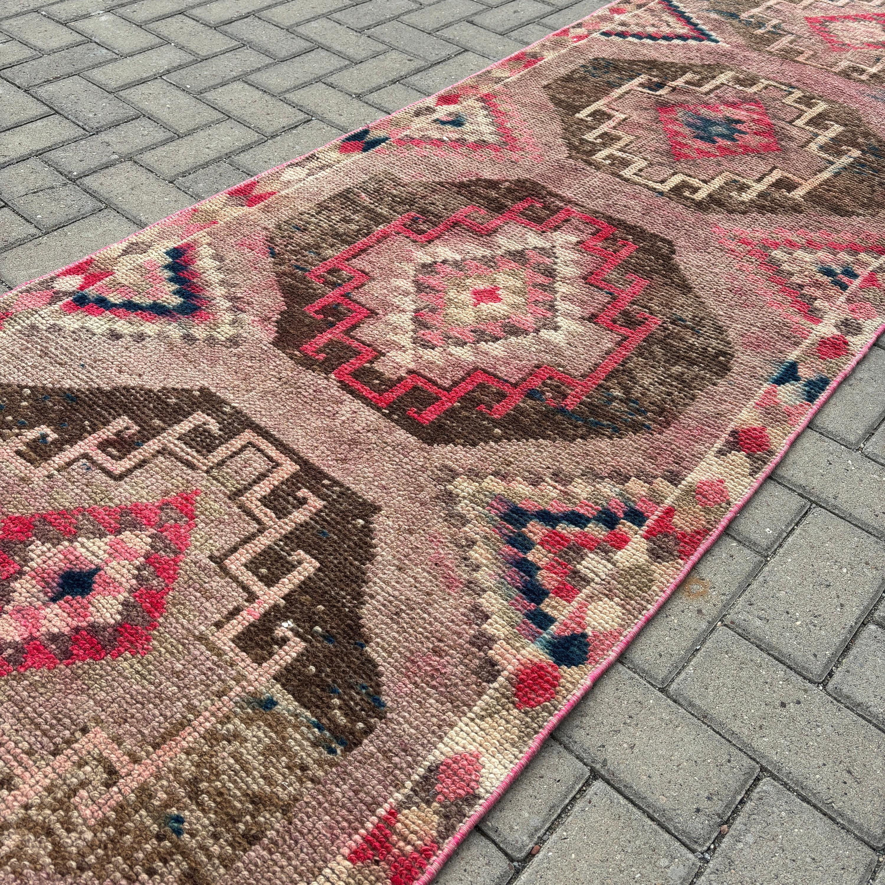 Vintage Rugs, Vintage Runner Rug, Brown Kitchen Rugs, Turkish Rug, 2.9x12.6 ft Runner Rug, Stair Runner Rug Rugs, Handwoven Rug, Modern Rug