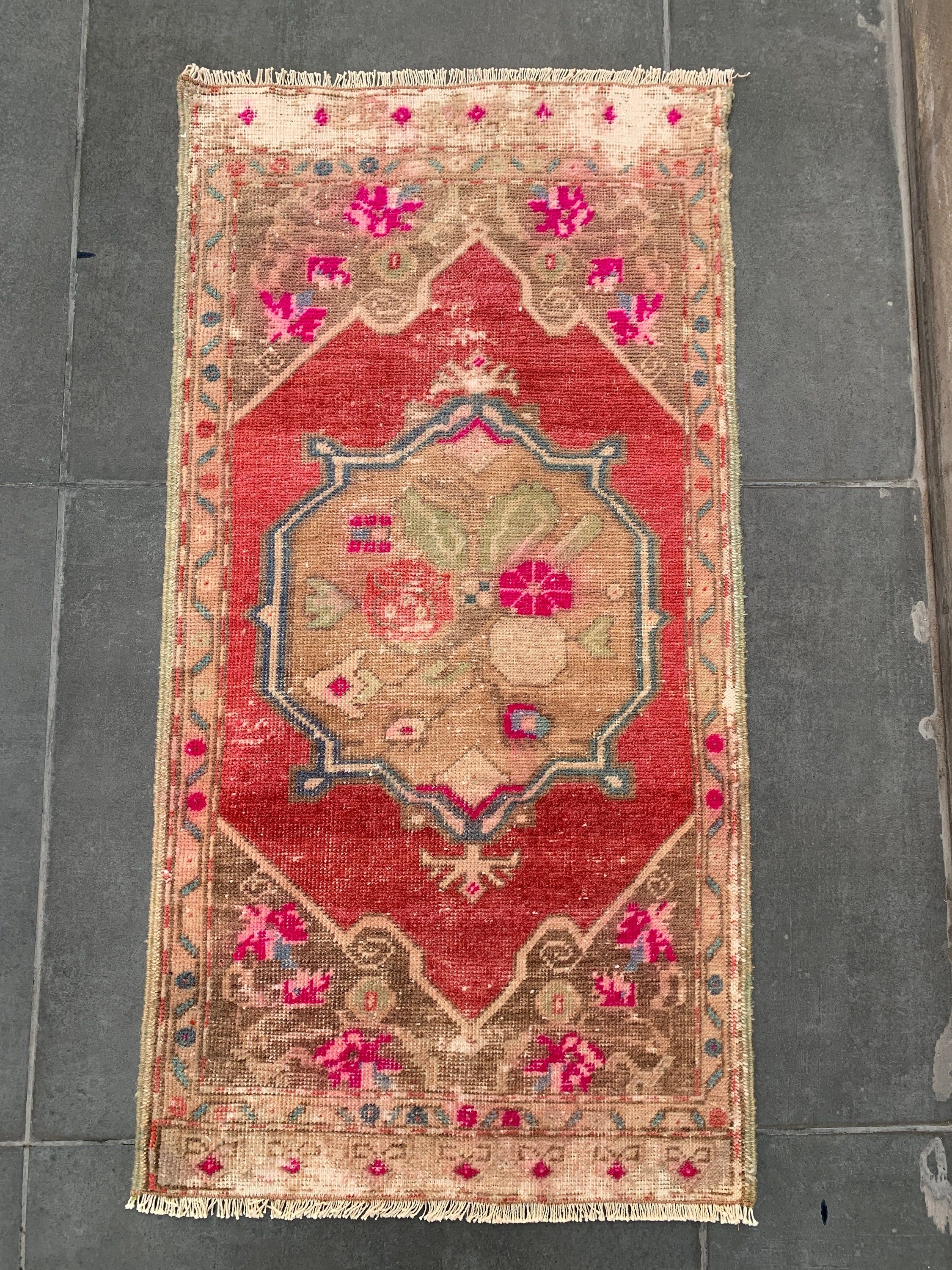 Orange  1.8x3.6 ft Small Rug, Rugs for Wall Hanging, Turkish Rugs, Entry Rug, Oriental Rug, Bath Rug, Vintage Rug, Cool Rug