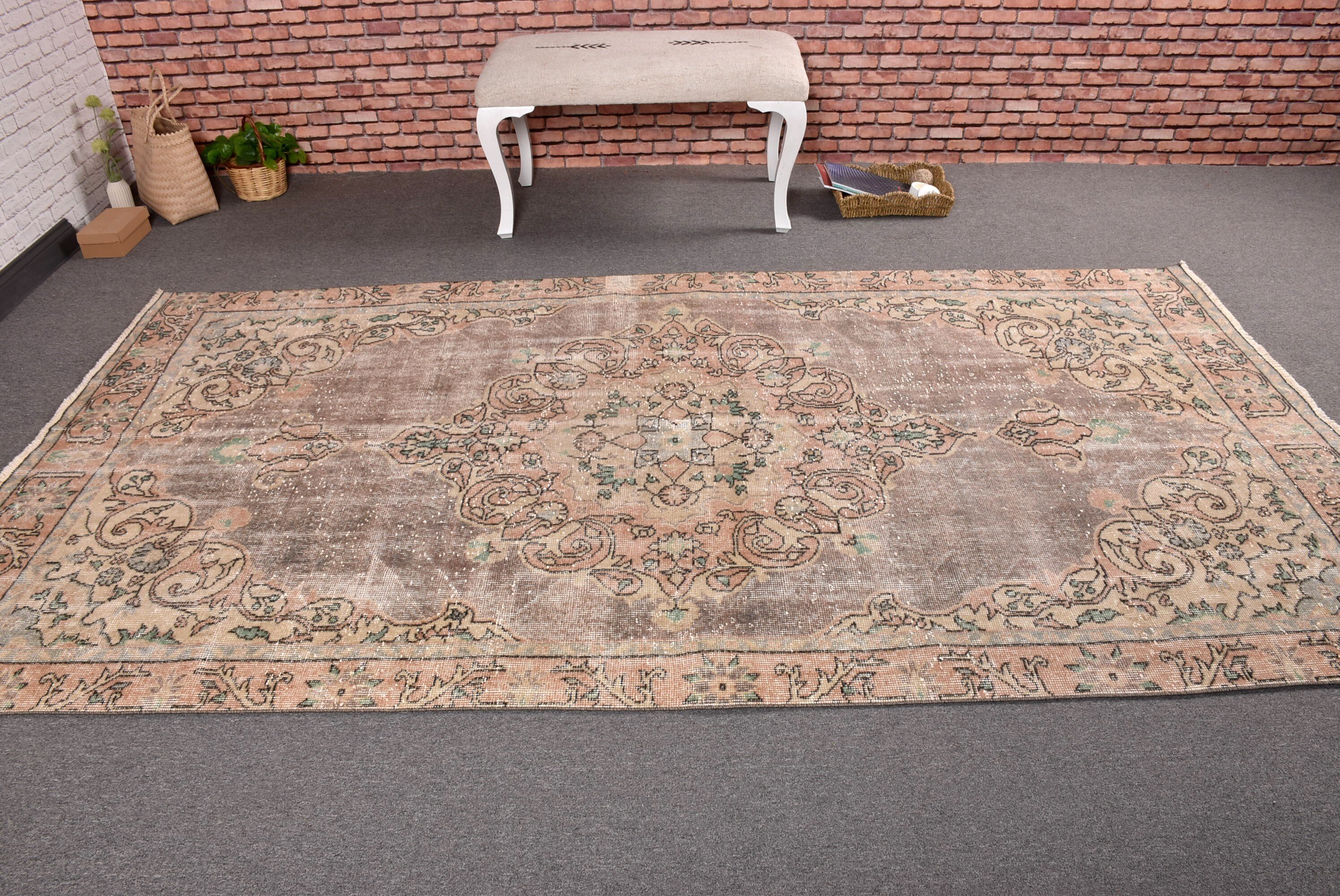 Büyük Vintage Halı, 4.9x9.4 ft Büyük Halı, Yemek Odası Halıları, Vintage Halılar, Mutfak Halıları, Türk Halıları, Bej Lüks Halı, El Dokuma Halılar