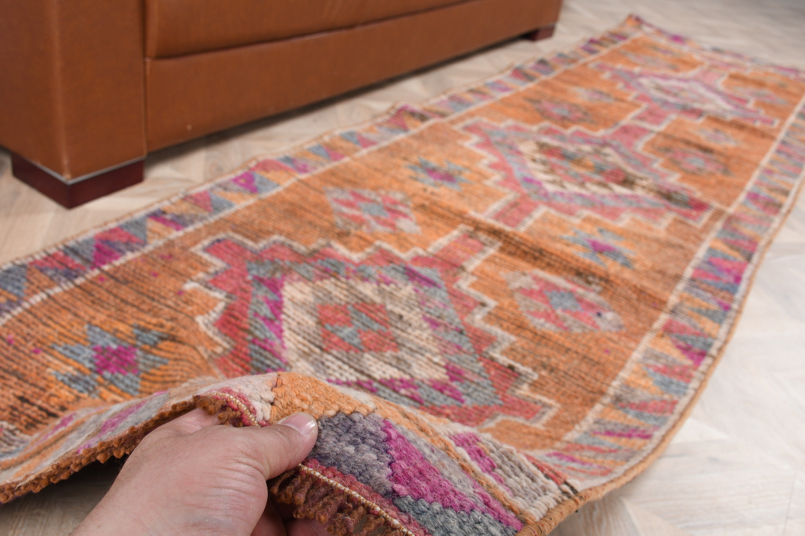 Türk Halısı, Ev Dekorasyonu Halısı, Sanat Halısı, Yer Halısı, Merdiven Halıları, Merdiven Halıları, 2.8x10.2 ft Runner Halısı, Turuncu Yer Halıları, Vintage Halılar