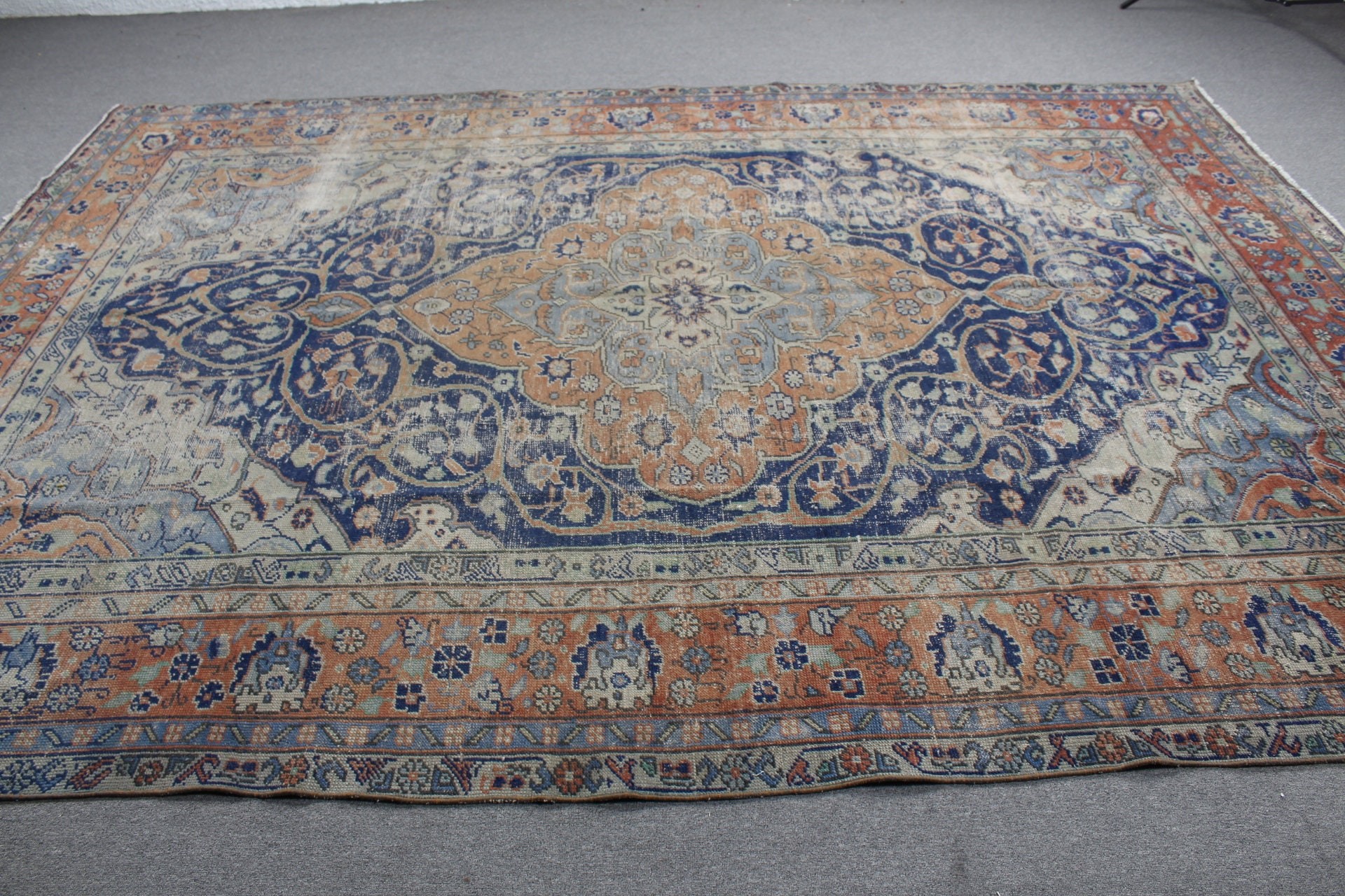 Rugs for Saloon, 8.1x11.2 ft Oversize Rugs, Blue Oushak Rug, Turkish Rugs, Cool Rug, Kitchen Rug, Salon Rugs, Vintage Rug, Saloon Rug