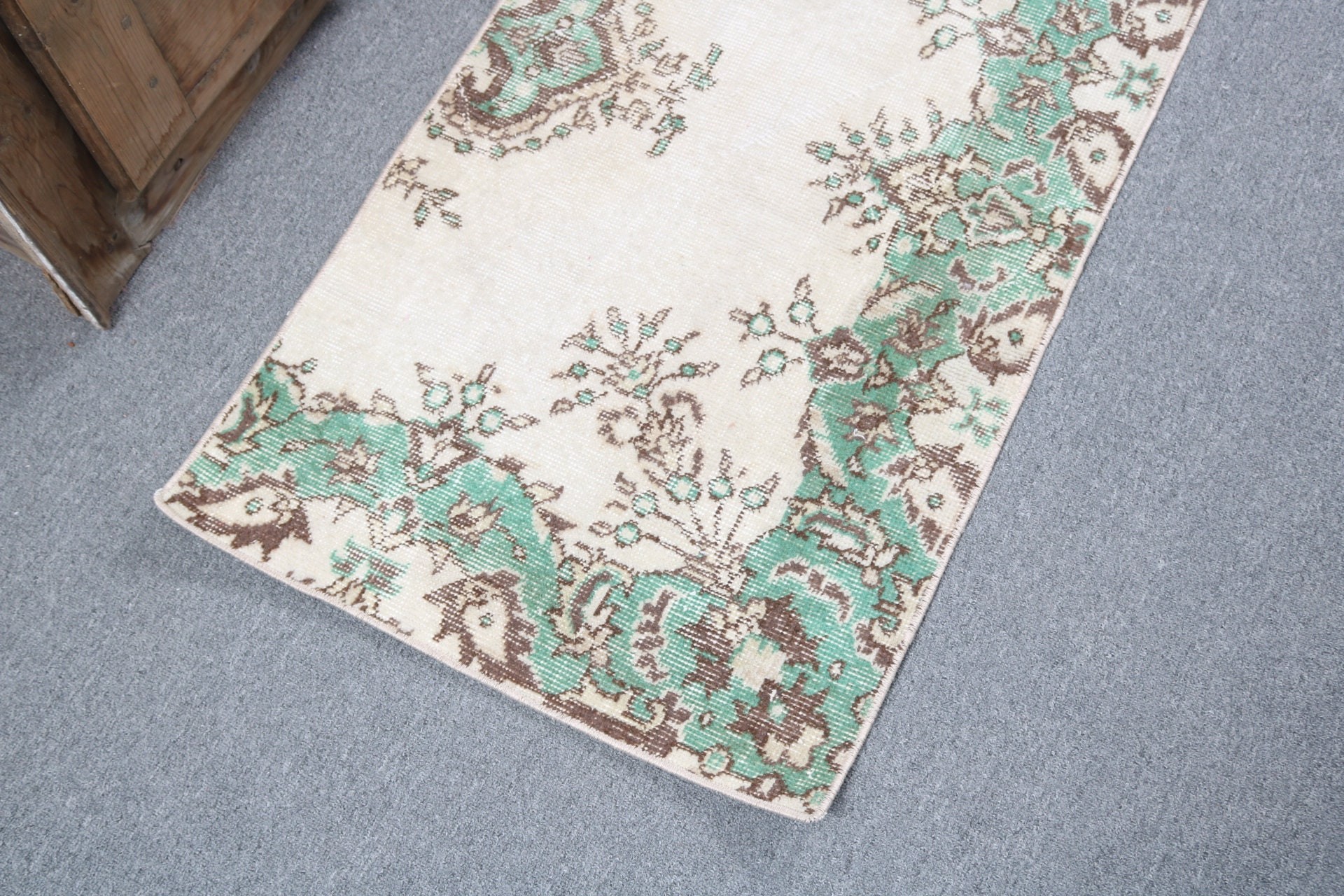 Bedroom Rug, 2x3.6 ft Small Rugs, Rugs for Kitchen, Beige Anatolian Rugs, Vintage Rug, Antique Rug, Kitchen Rugs, Bath Rugs, Turkish Rugs