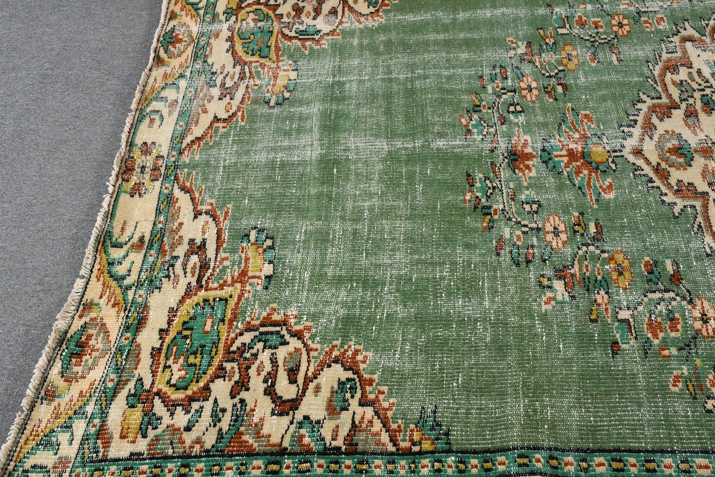 Moroccan Rugs, Salon Rug, Bedroom Rugs, Green Antique Rug, Old Rug, Vintage Rug, 5.9x9.3 ft Large Rug, Anatolian Rugs, Turkish Rug, Art Rug