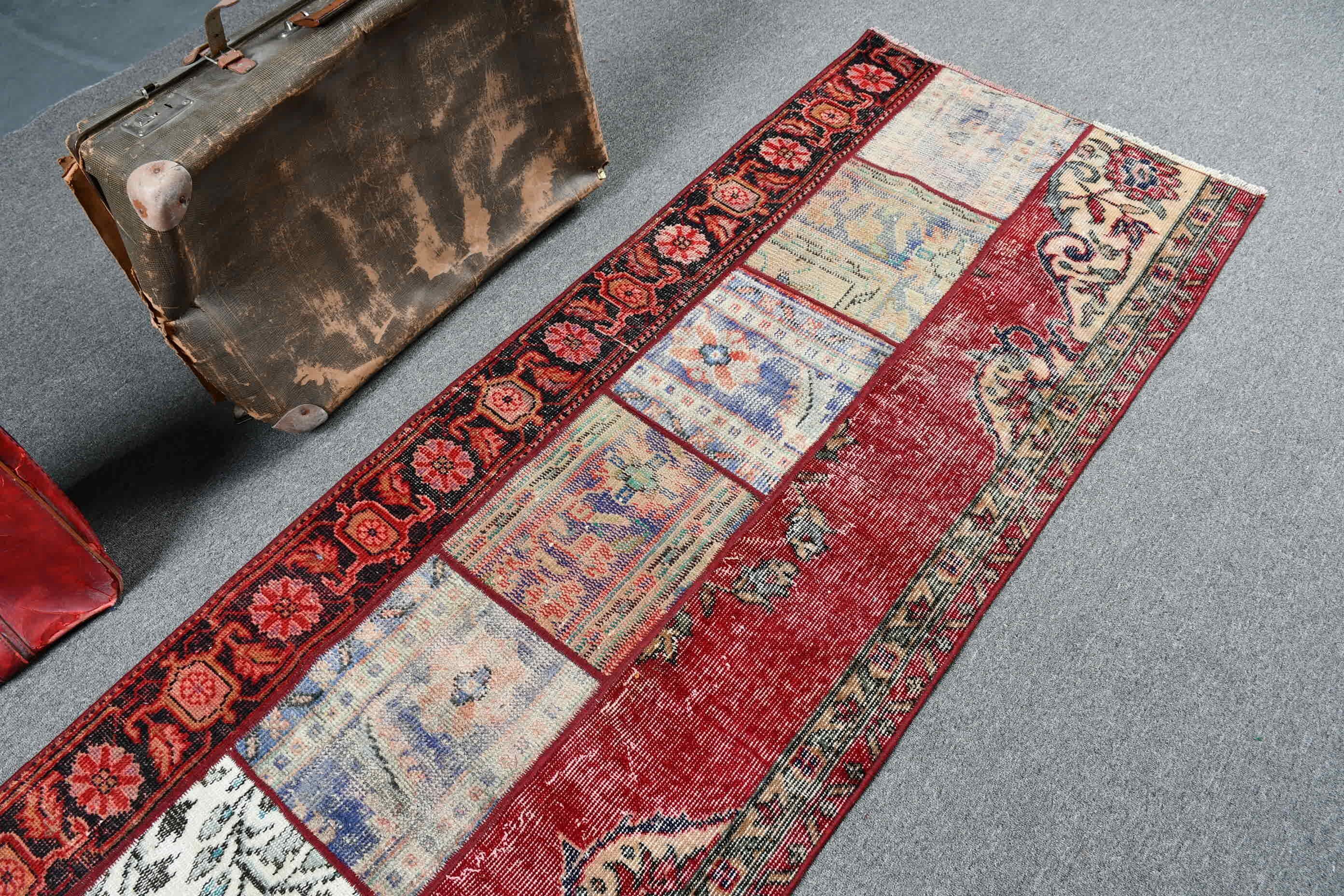 Hallway Rugs, Kitchen Rugs, Red Moroccan Rug, 2.6x9 ft Runner Rug, Vintage Rug, Floor Rug, Rugs for Runner, Turkish Rug