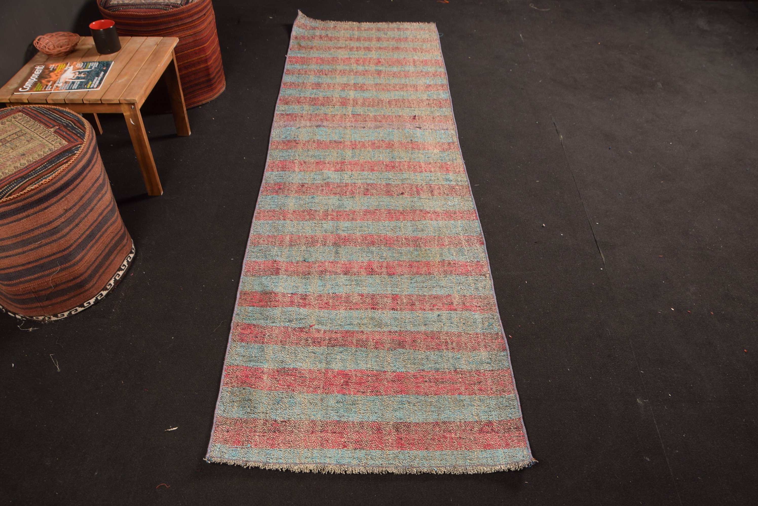 Blue Oriental Rugs, Vintage Rugs, Tribal Rug, Wool Rug, Stair Rug, Kilim, Home Decor Rug, Turkish Rug, Kitchen Rugs, 2.5x8.3 ft Runner Rugs