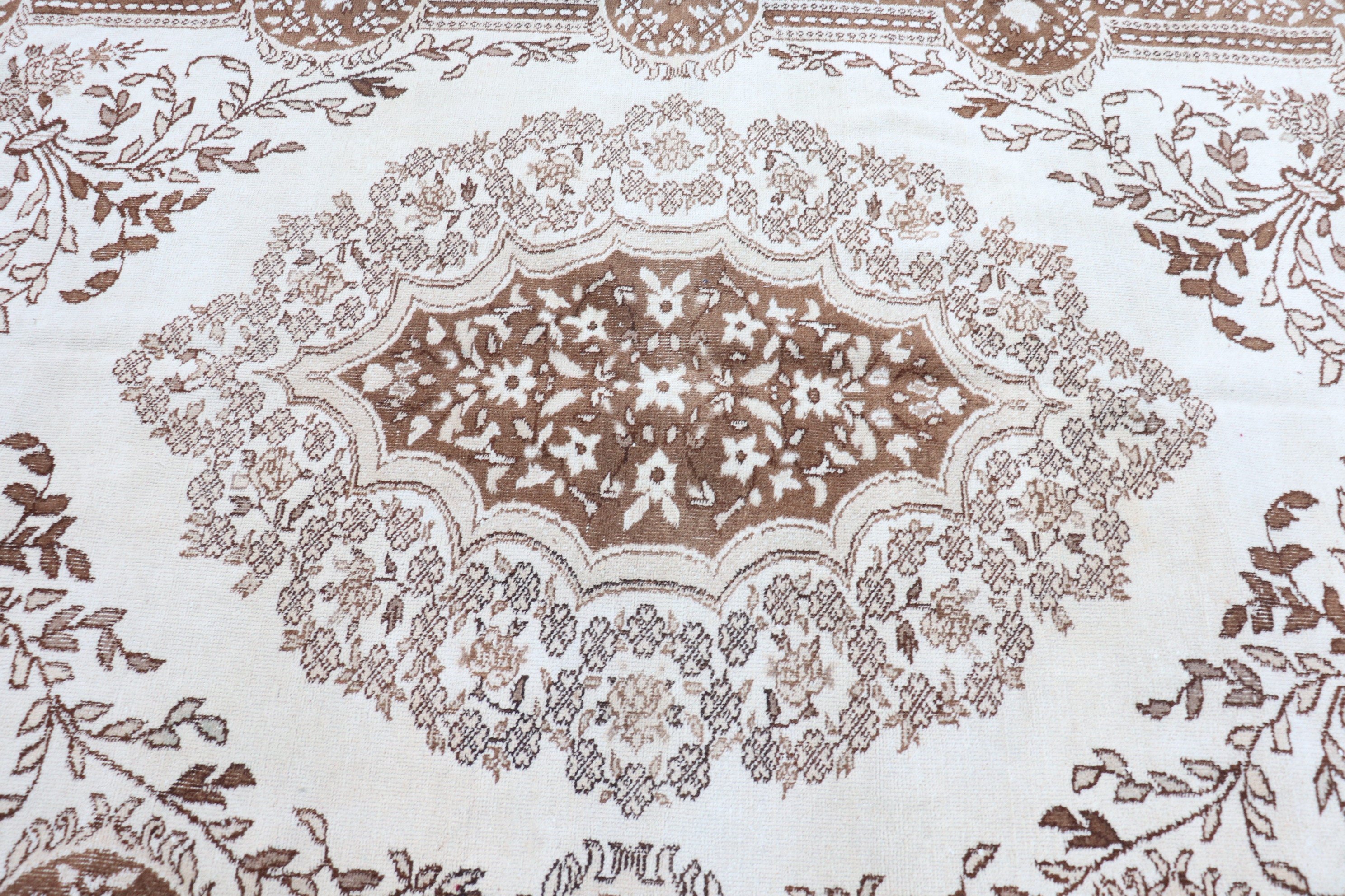 Living Room Rug, White  5.7x9.4 ft Large Rugs, Salon Rug, Abstract Rugs, Oushak Rug, Antique Rug, Vintage Rug, Turkish Rug