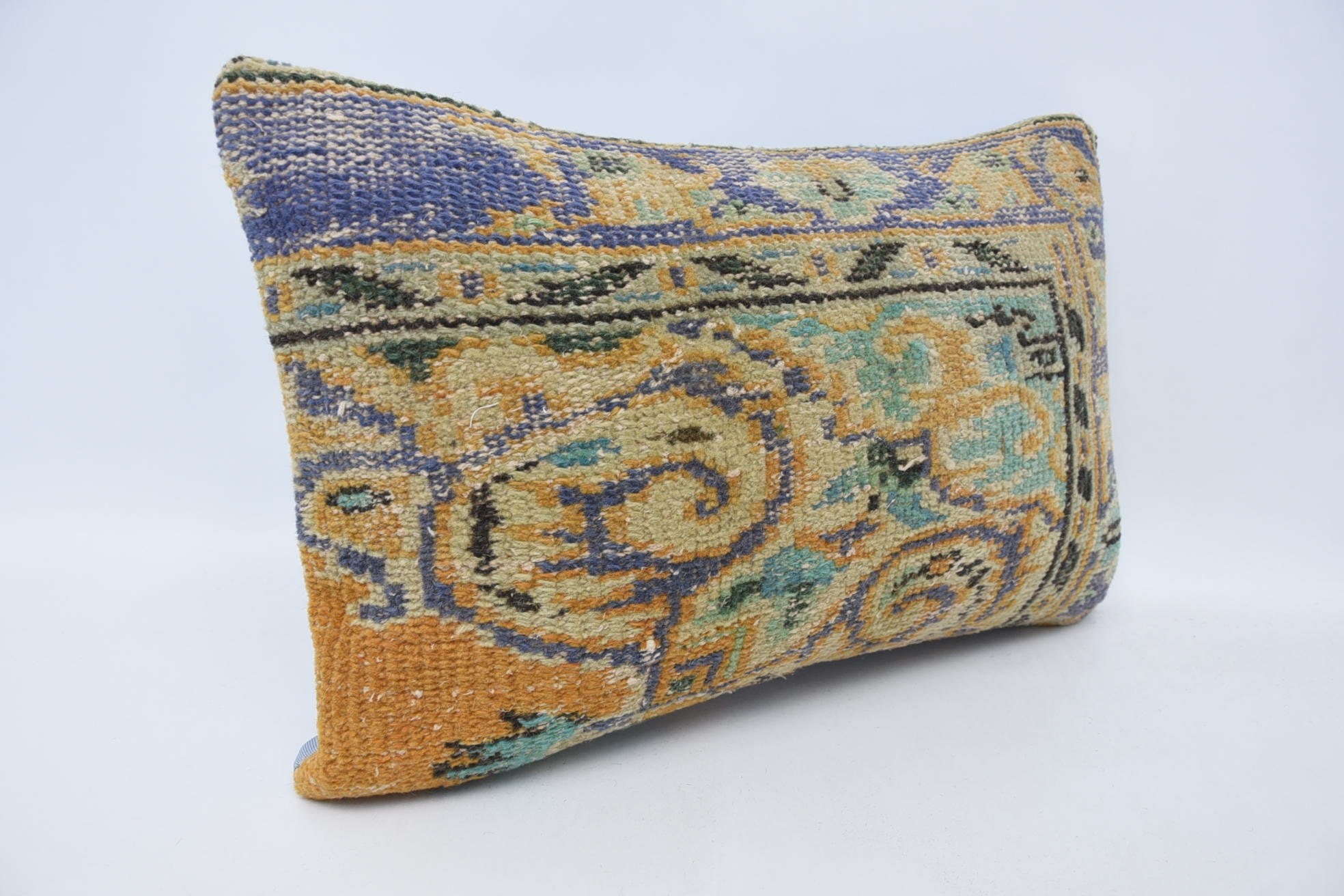 Throw Kilim Pillow, 16"x24" Orange Pillow Sham, Turkish Kilim Pillow, Home Decor Pillow, Outdoor Patio Pillow Cover, Ikat Cushion