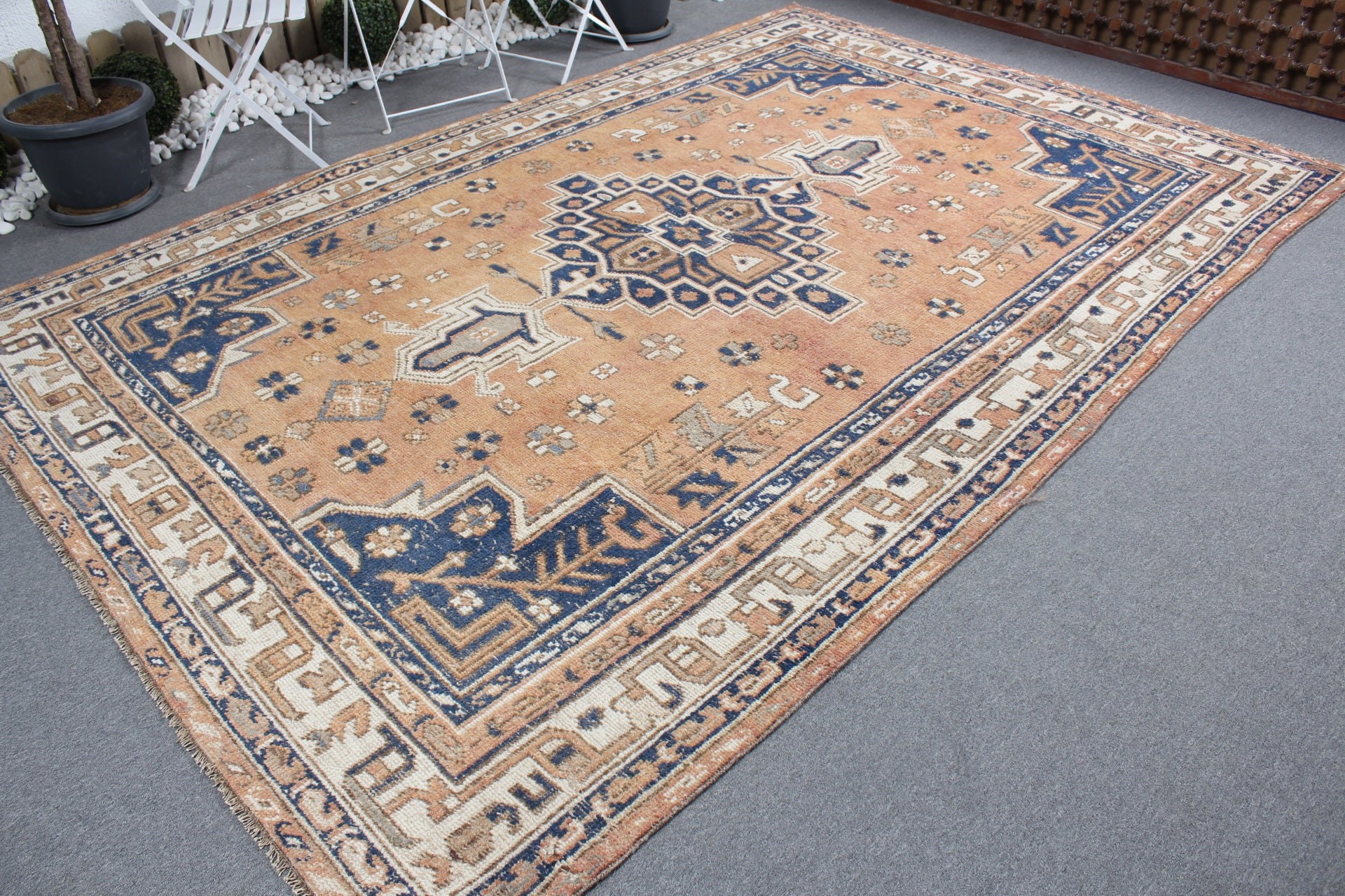 Old Rug, Dining Room Rug, Salon Rug, Orange Floor Rugs, Vintage Rug, Floor Rug, Cute Rug, Turkish Rugs, 7.4x11 ft Oversize Rug, Antique Rug