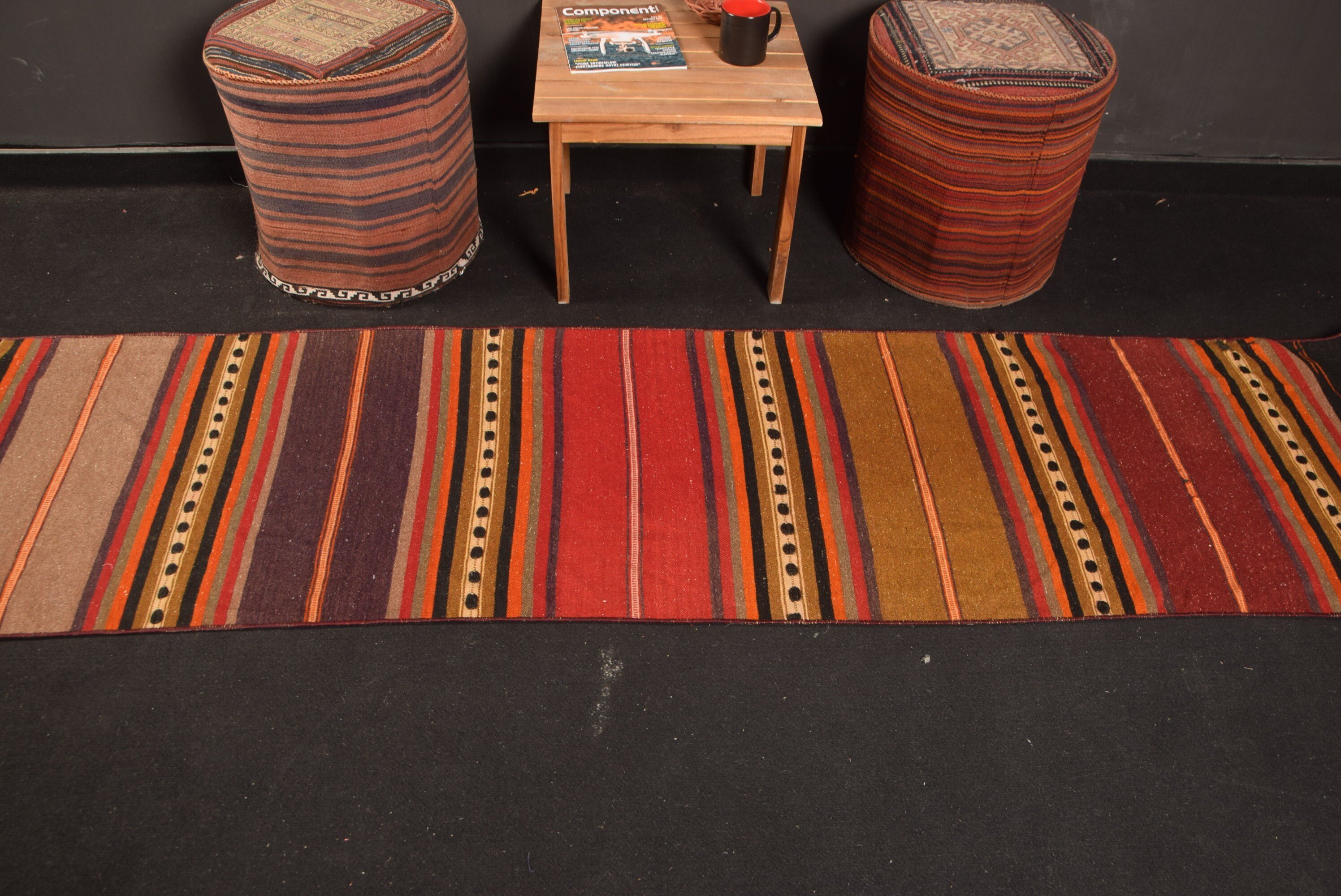 Kilim, Vintage Rugs, Hallway Rug, Turkey Rug, Kitchen Rugs, Turkish Rugs, Cool Rugs, Red Oushak Rugs, 2.2x8.6 ft Runner Rug