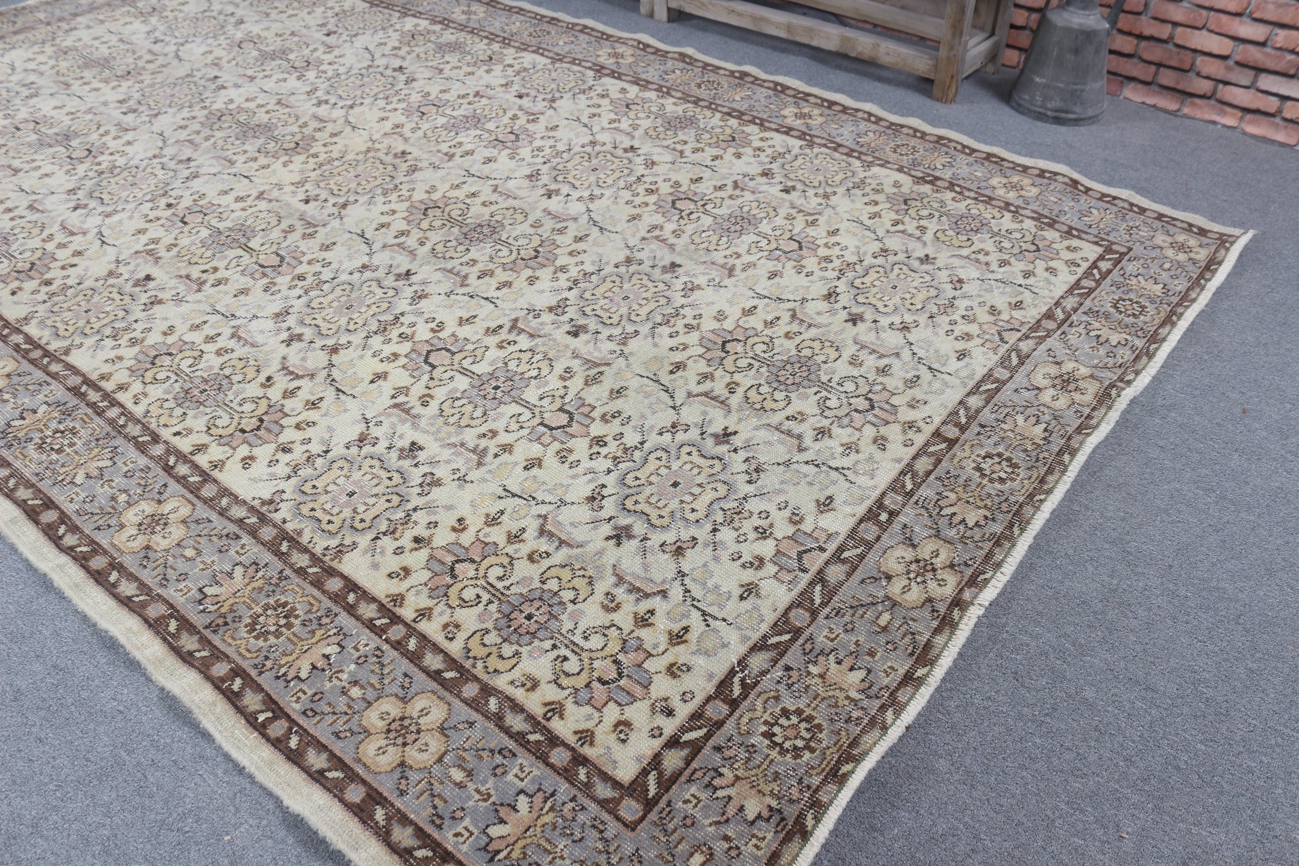 5.6x9.4 ft Büyük Halılar, Vintage Halı, Büyük Boho Halı, Kahverengi Havalı Halılar, Antika Halı, Büyük Vintage Halılar, Düz Dokuma Halı, Türk Halıları