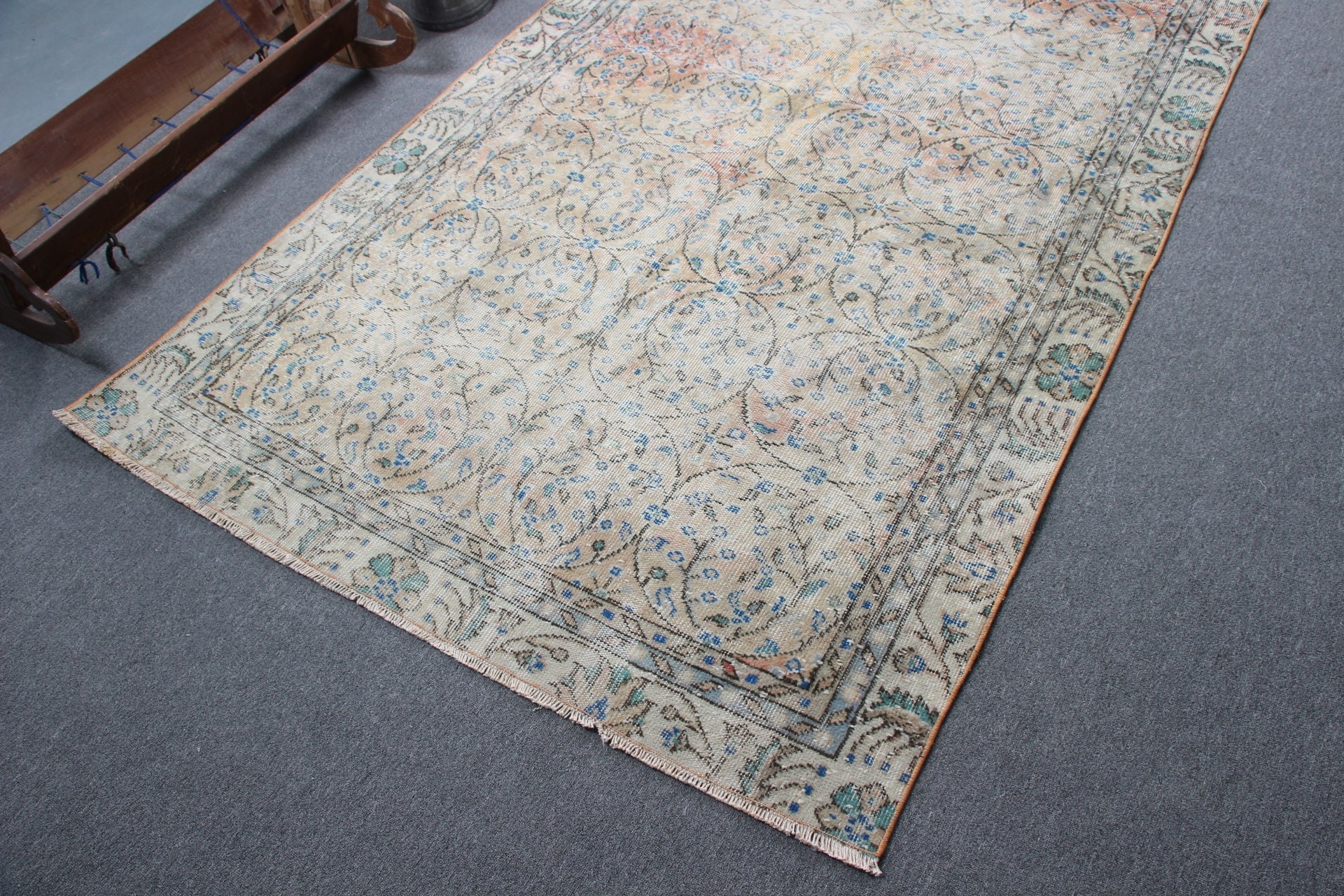 Vintage Halı, Bej Mutfak Halıları, Fas Halısı, Salon Halısı, Harika Halılar, 4,9x8,8 ft Büyük Halı, Sanat Halısı, Türk Halıları, Eski Halı, Oturma Odası Halıları