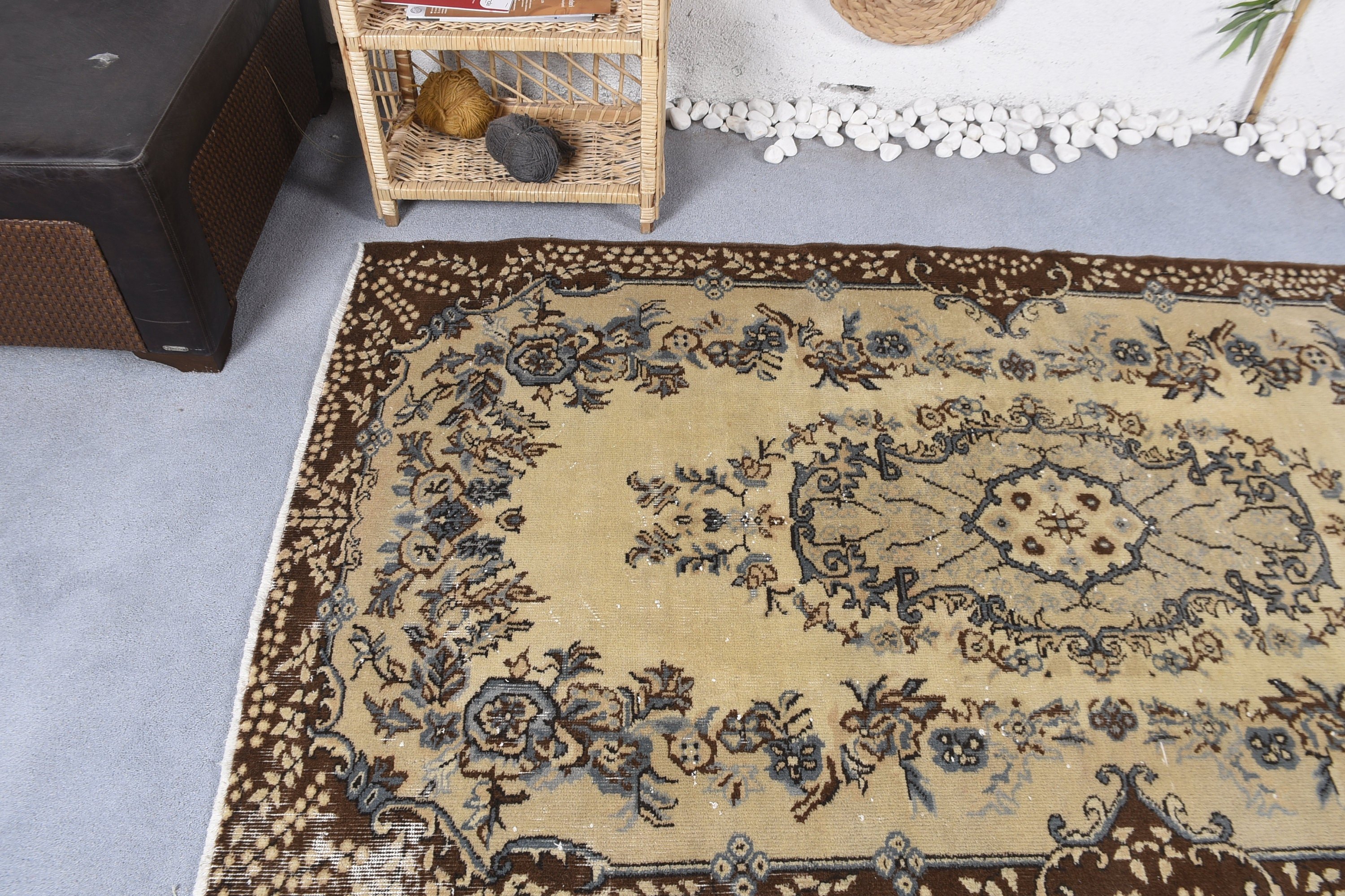 Wedding Rug, Turkish Rugs, Dining Room Rugs, Vintage Rug, Beige Bedroom Rug, Moroccan Rug, 4x7.2 ft Area Rug, Wool Rugs, Rugs for Bedroom