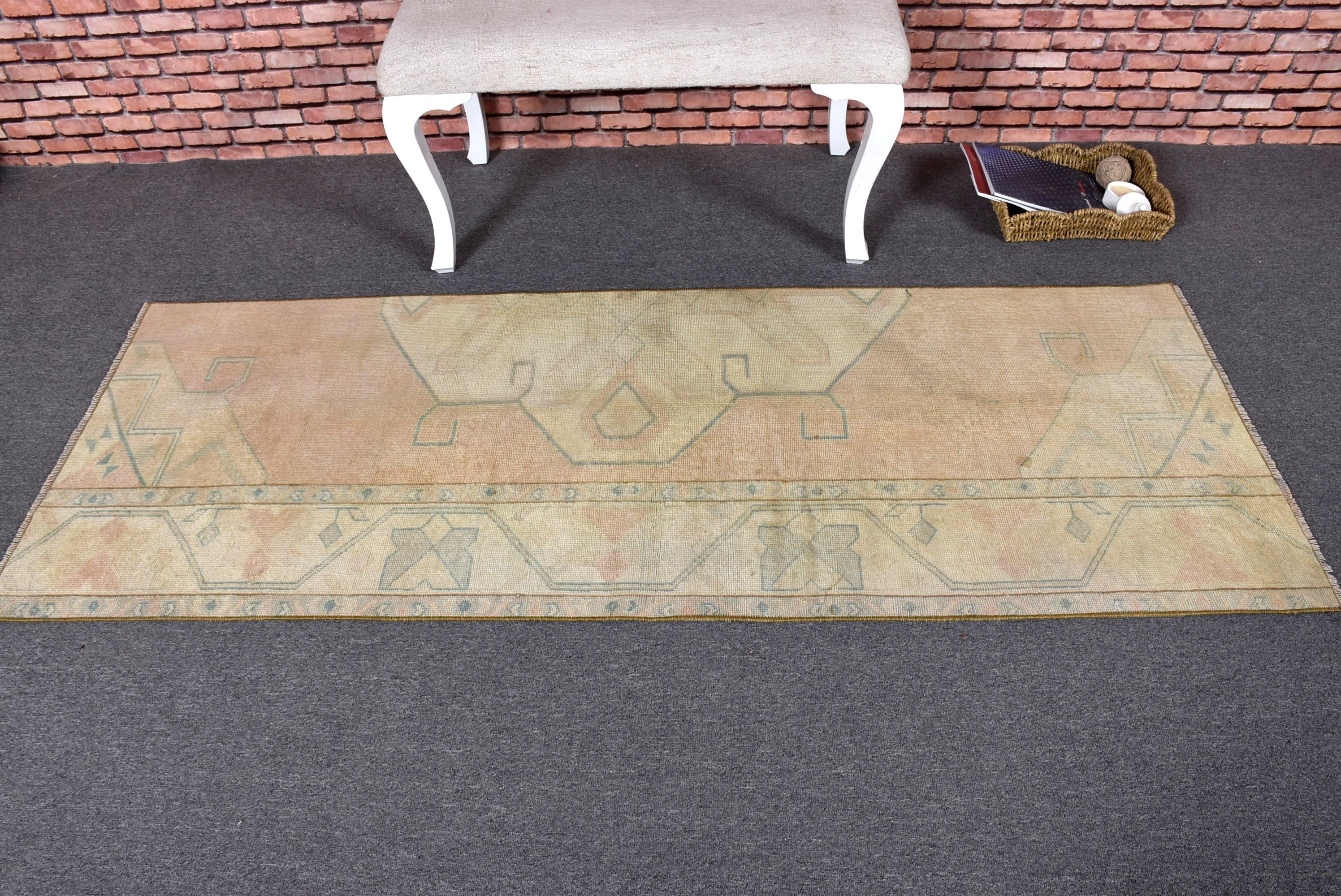 Türk Halısı, Mutfak Halıları, Koridor Halıları, Modern Halı, Bej 2.5x6.6 ft Runner Halısı, Koridor Halısı, Vintage Halılar, El Dokuma Halılar