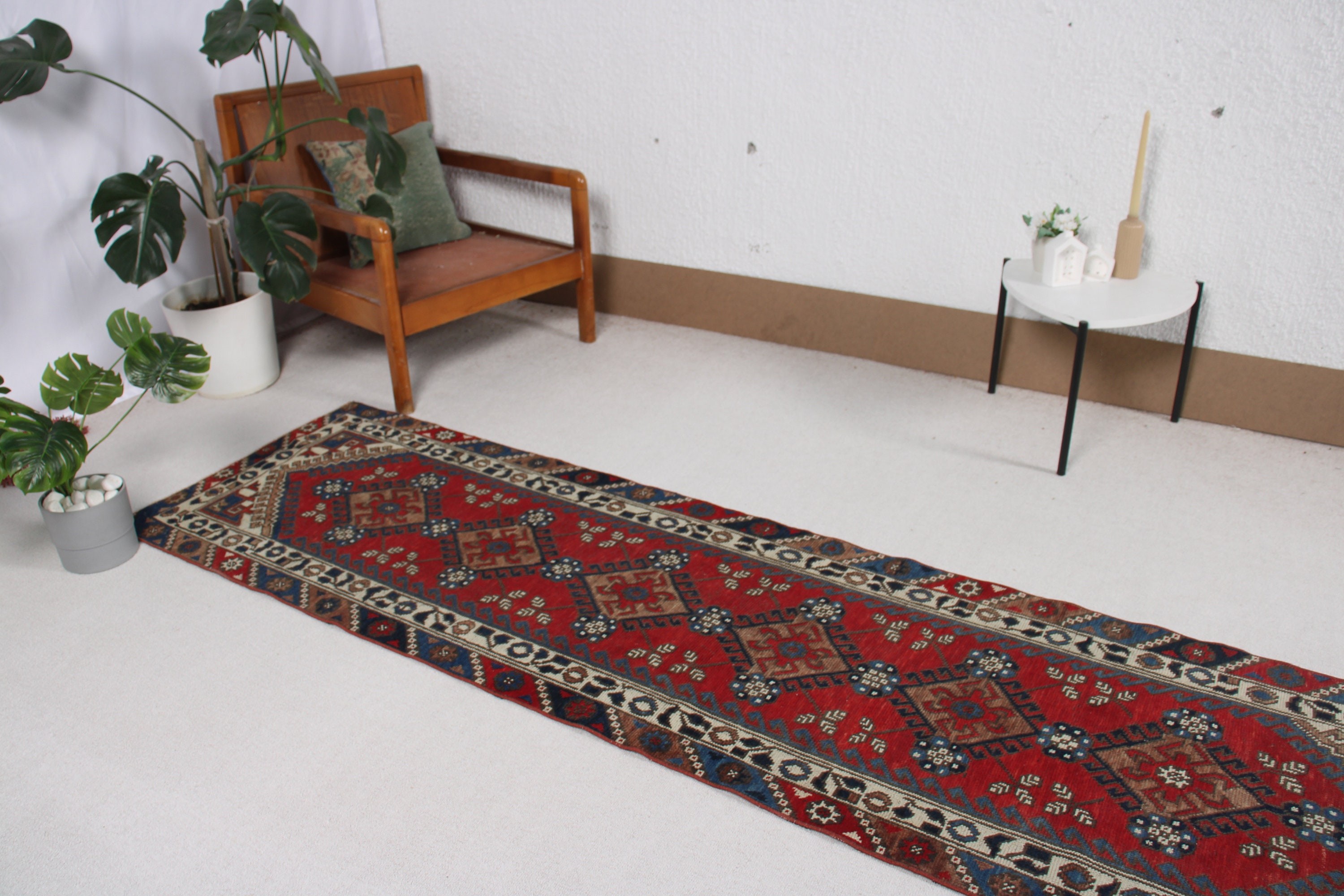 Mutfak Halıları, Türk Halısı, Kırmızı Lüks Halı, 2,4x8,7 ft Runner Halısı, Vintage Runner Halısı, Vintage Halı, Fas Halısı, Oryantal Halılar