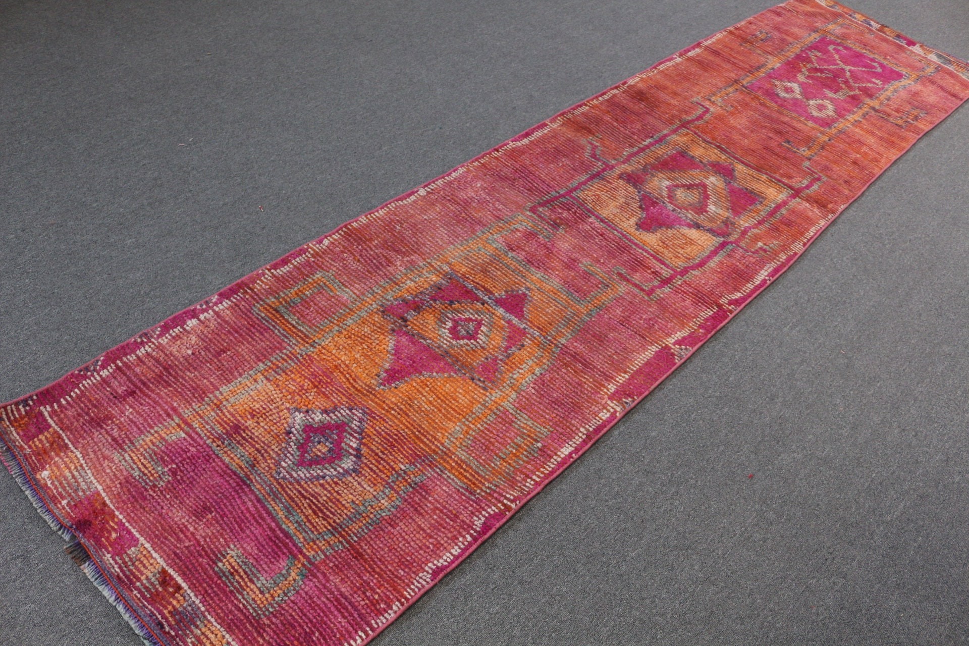 Pink Home Decor Rug, Hallway Rugs, Vintage Rugs, Turkish Rug, 2.6x10.6 ft Runner Rugs, Oriental Rugs, Home Decor Rug, Corridor Rug