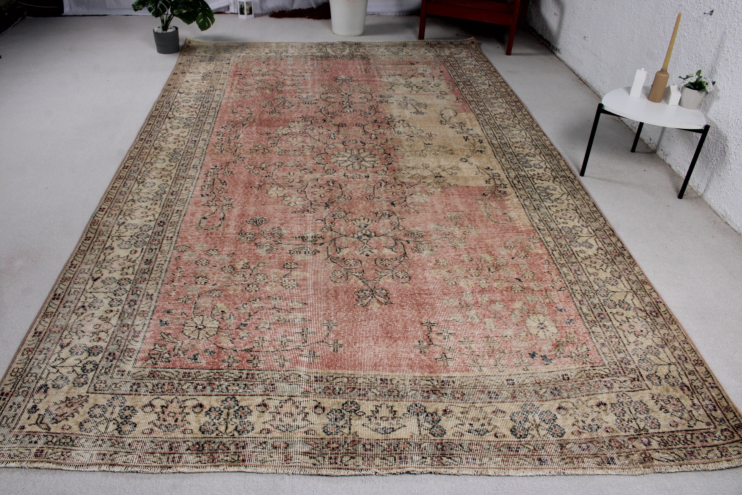 Dining Room Rugs, Turkish Rugs, Home Decor Rug, Vintage Rugs, 6.9x11.2 ft Oversize Rug, Wool Rug, Saloon Rugs, Red Modern Rug, Boho Rug