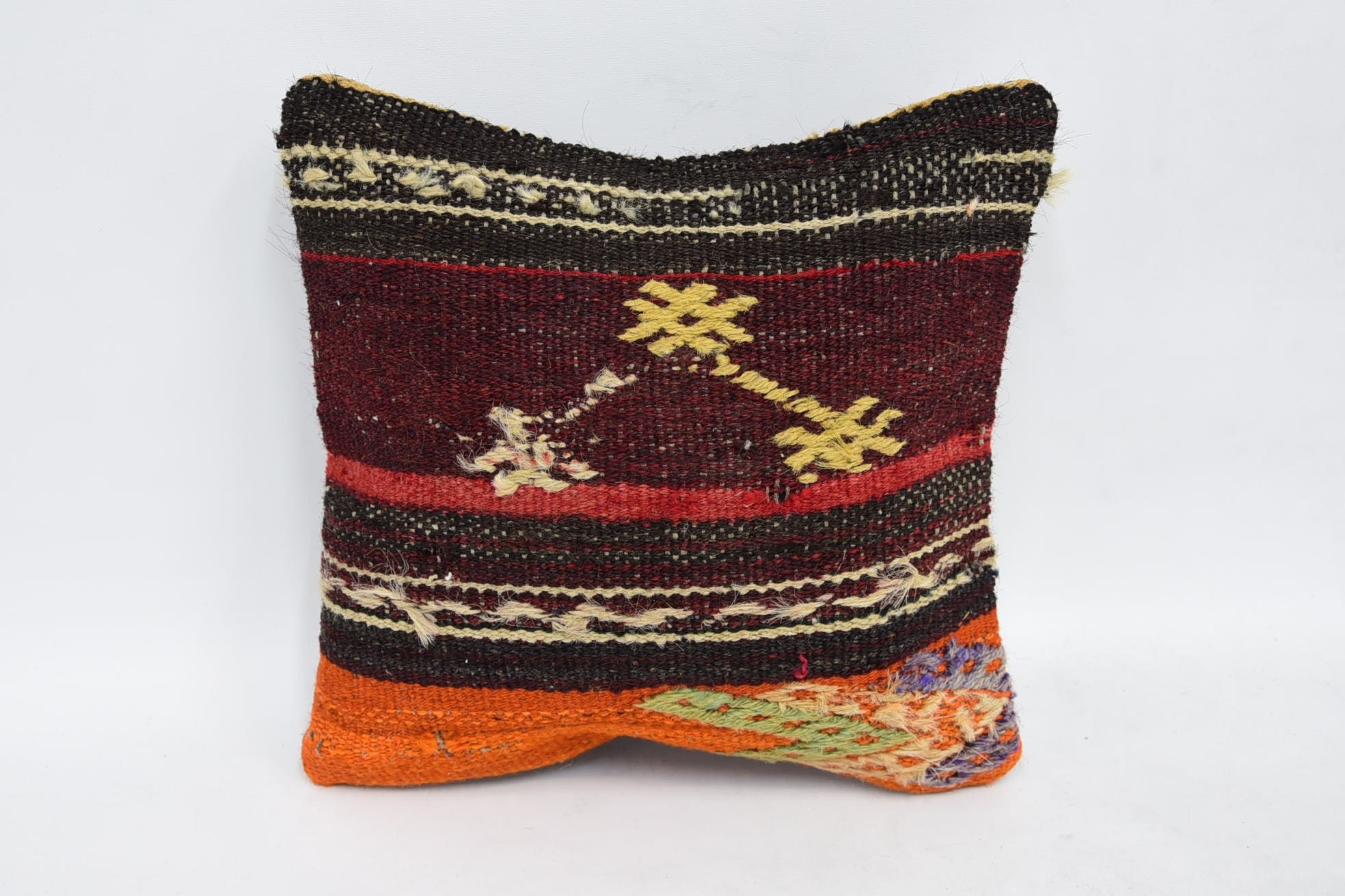 Göçebe Yastık Sham, Çiftlik Evi Minderi, İç Tasarım Yastık, Boho Yastık, İç Mekan Minderi, 12"x12" Kahverengi Yastık, Antika Yastıklar