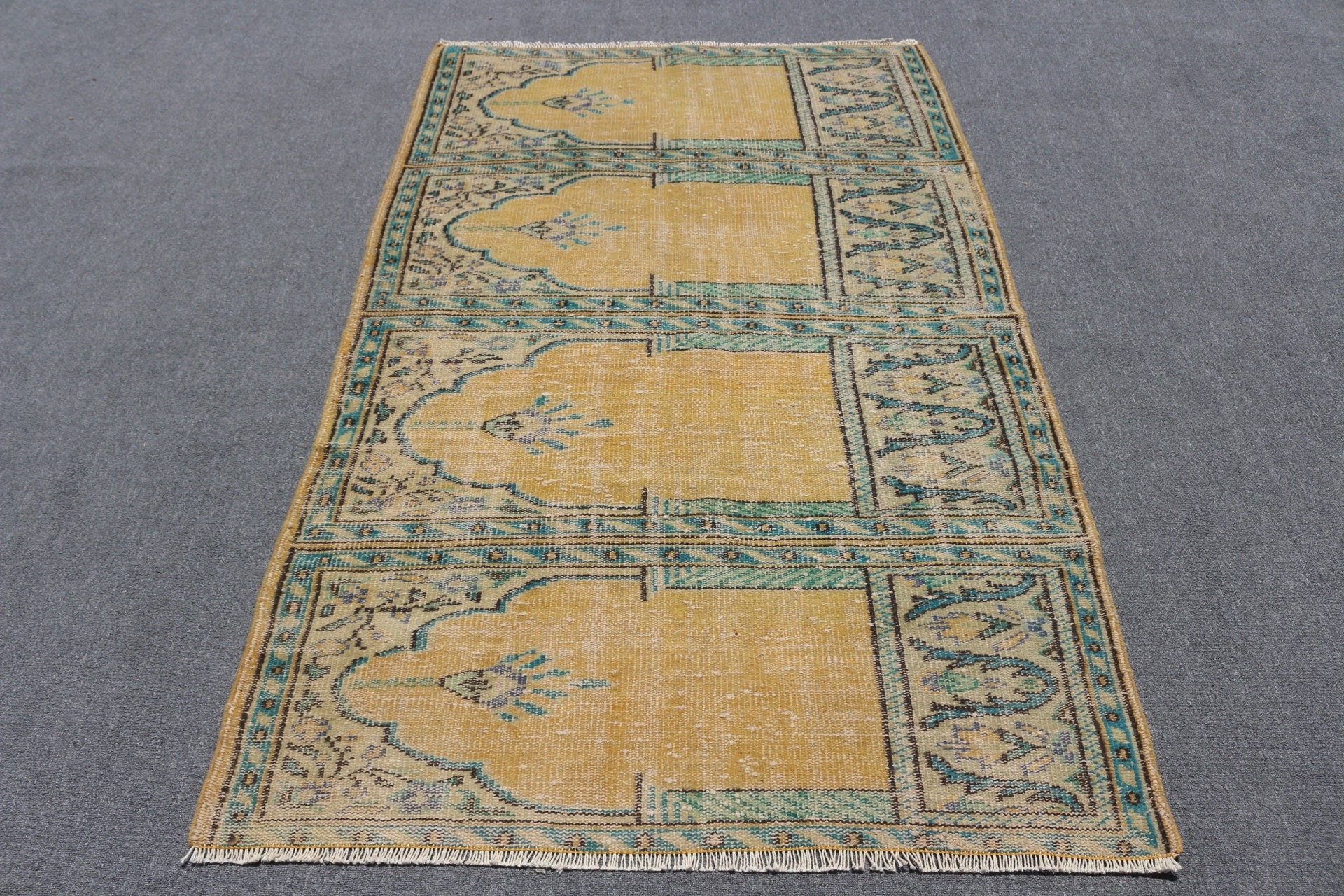 Vintage Halı, Mutfak Halıları, Yer Halısı, Turuncu Antika Halı, Mutfak Halıları, Türk Halıları, Anadolu Halıları, 4x6.4 ft Alan Halısı