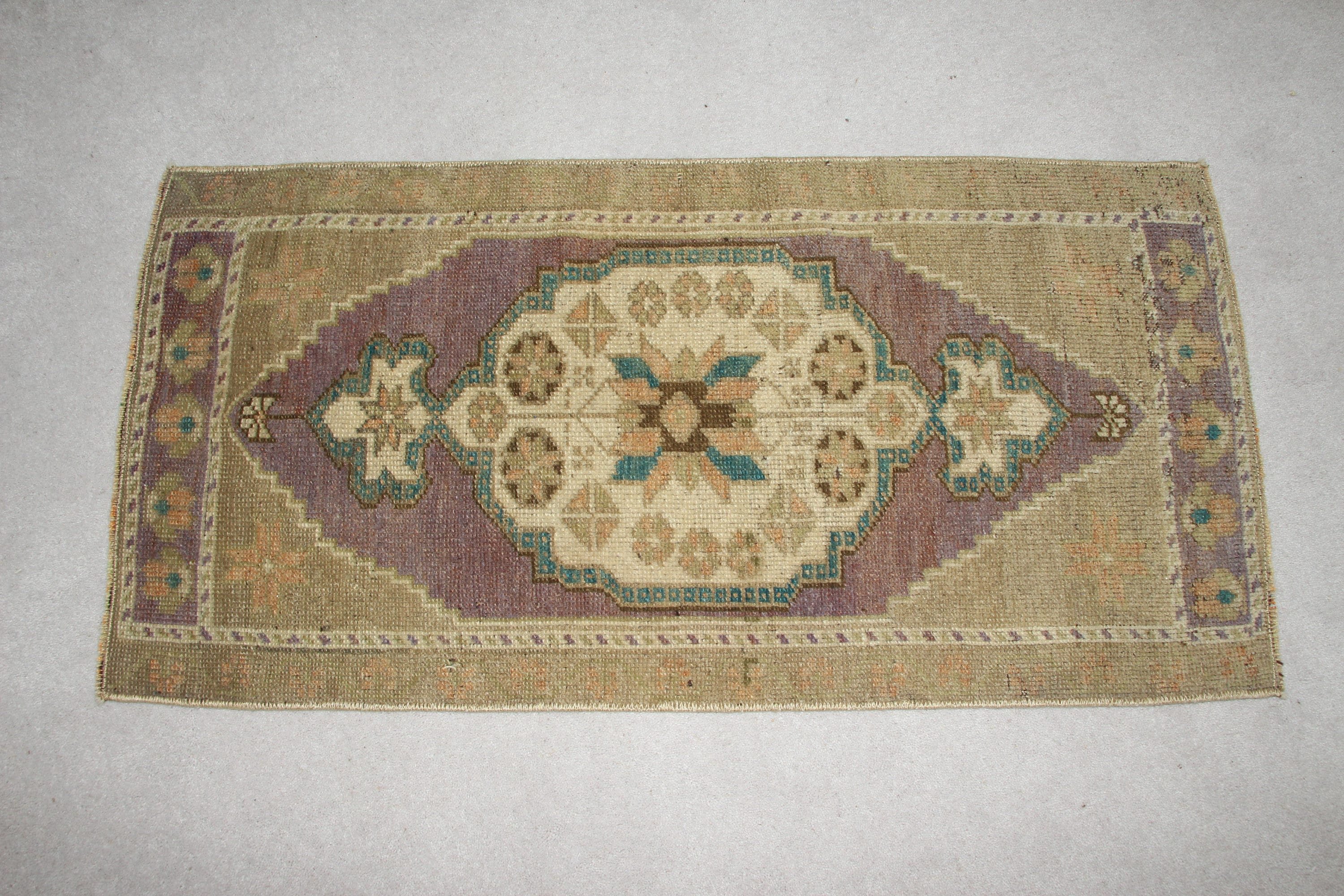 Car Mat Rug, Green Cool Rugs, Bath Rugs, Vintage Rug, Turkish Rug, Rugs for Wall Hanging, 1.5x3.1 ft Small Rug, Oushak Rug, Anatolian Rug