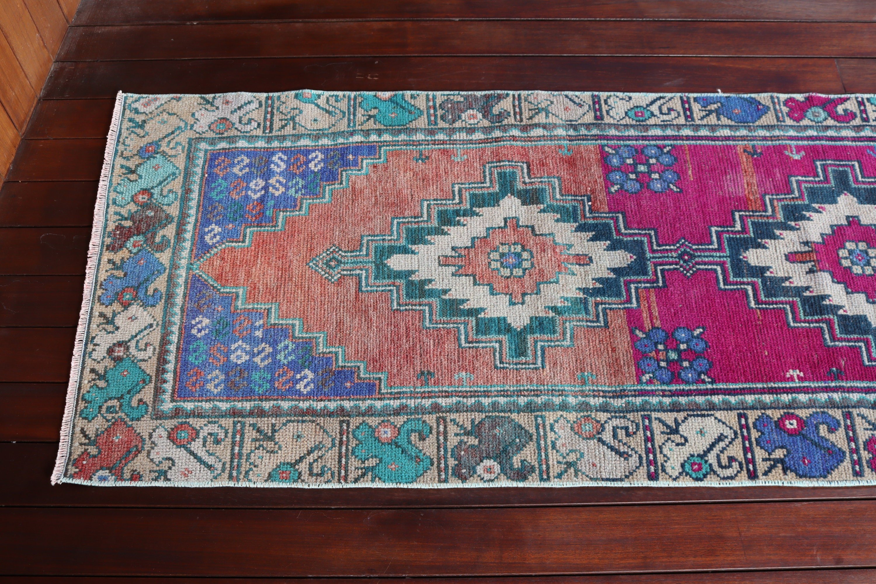 Beni Ourain Runner Halı, Türk Halısı, Vintage Halılar, 2.4x9.6 ft Runner Halıları, Merdiven Halıları, Mutfak Halısı, Pembe Soğuk Halı, Açıklama Halıları