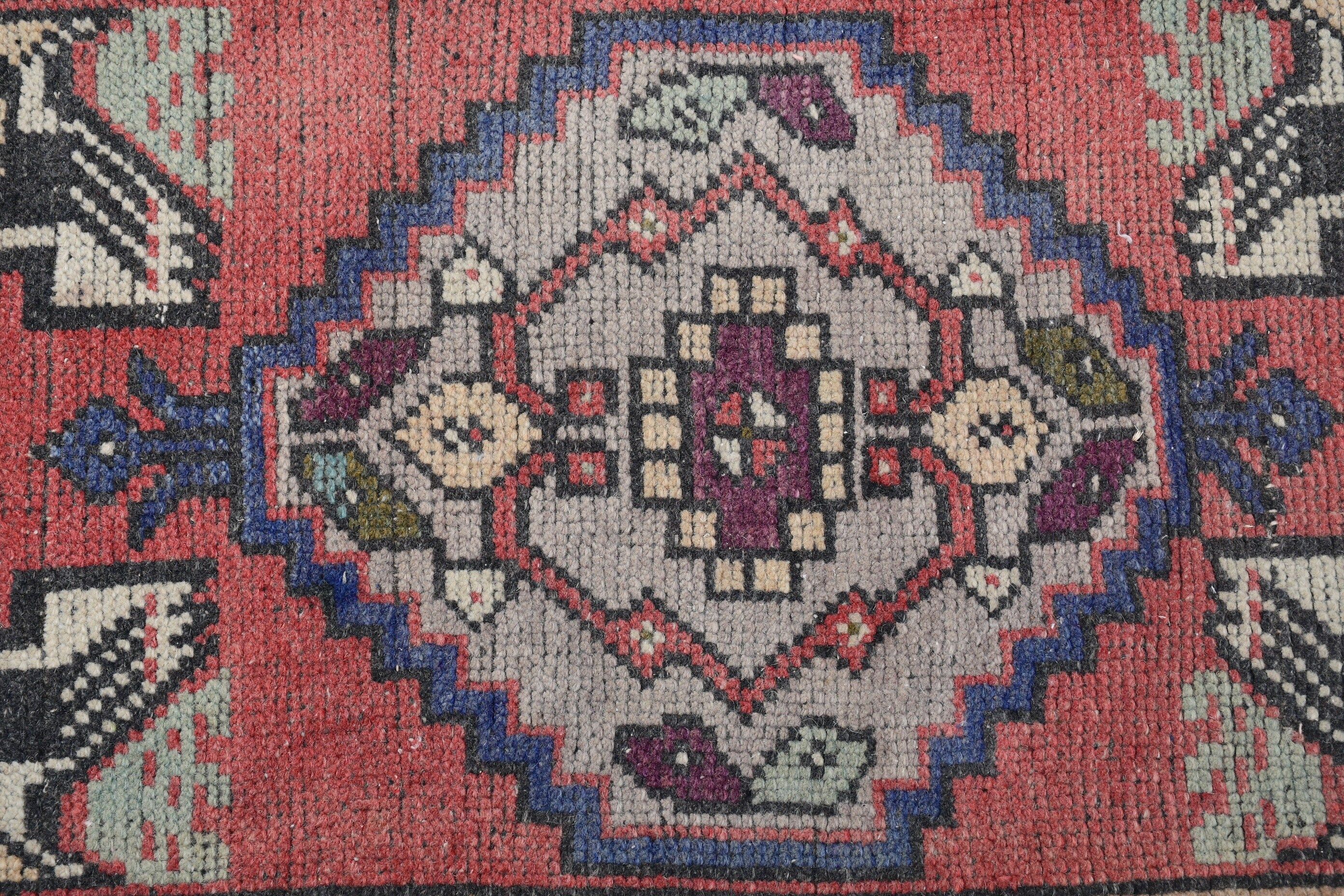 Red Floor Rug, Entry Rugs, 1.5x2.8 ft Small Rugs, Vintage Rug, Rugs for Car Mat, Antique Rug, Car Mat Rugs, Turkish Rug, Kitchen Rug