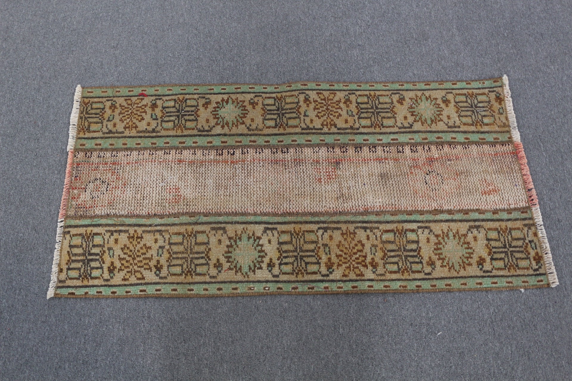 Bathroom Rug, Moroccan Rug, Oriental Rug, Turkey Rug, Wall Hanging Rugs, Vintage Rug, Green Floor Rug, 2x3.9 ft Small Rug, Turkish Rug