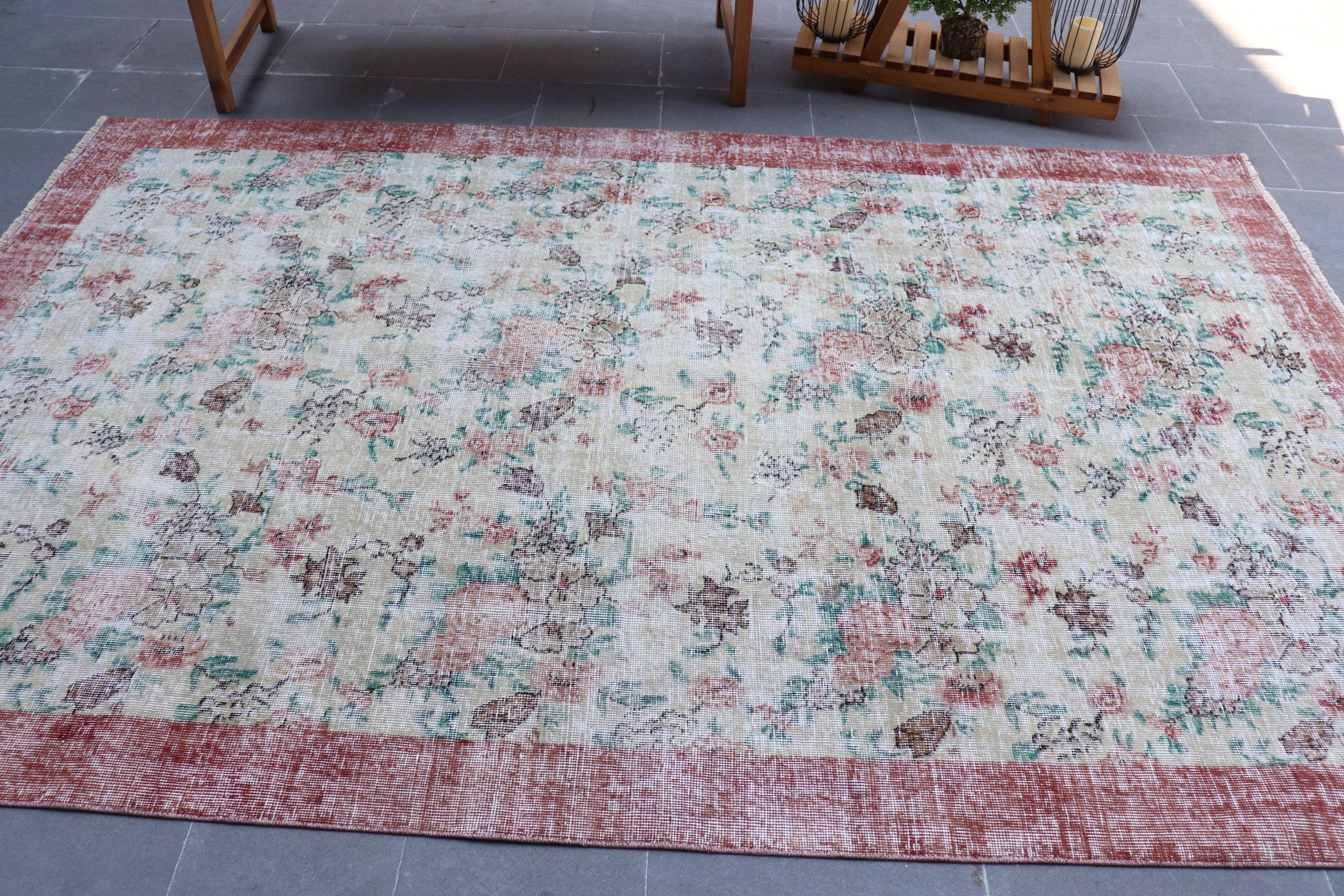 Living Room Rugs, 5.5x8.7 ft Large Rug, Wool Rugs, Turkish Rugs, Beige Kitchen Rugs, Salon Rug, Vintage Rug, Turkey Rug