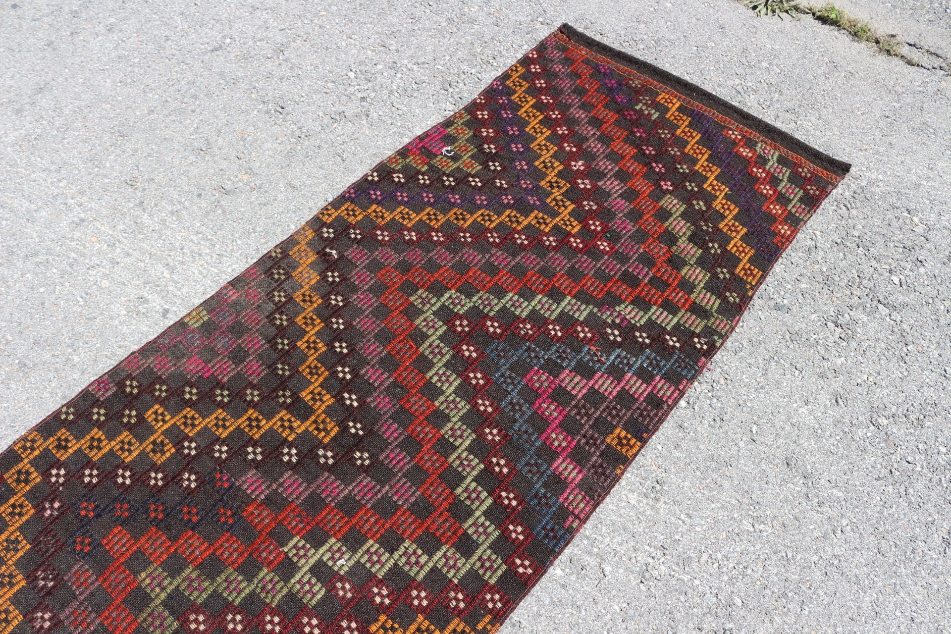 Hallway Rugs, Black Kitchen Rug, Rugs for Runner, Turkish Rug, Antique Rug, 2.6x8.3 ft Runner Rugs, Kilim, Vintage Rugs, Home Decor Rug