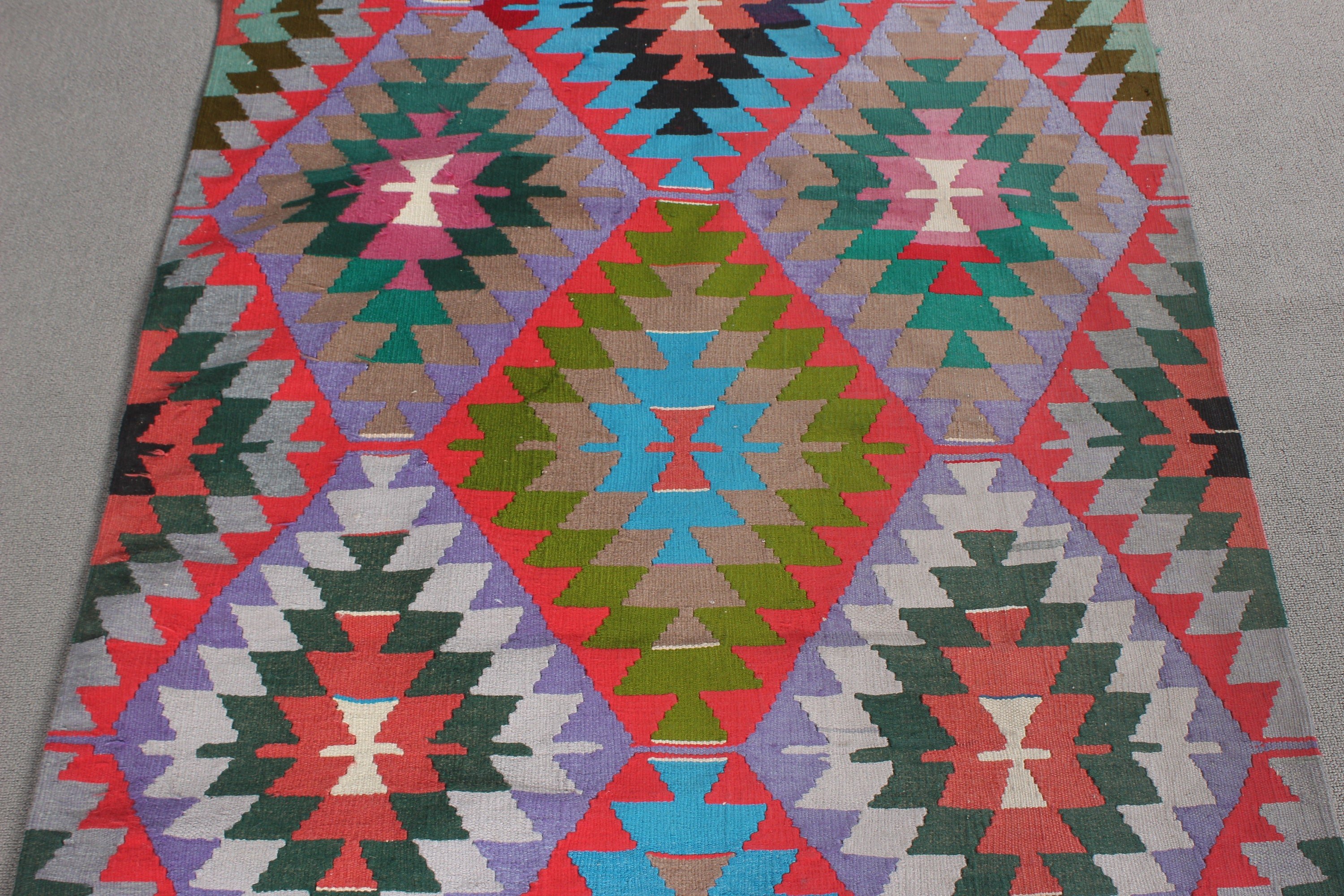 Açıklama Halısı, Türk Halıları, Yatak Odası Halısı, Gökkuşağı Yün Halısı, Vintage Halı, Kilim, 3,3x4,8 ft Vurgu Halısı, Dekoratif Halı, Yer Halıları, Boho Halısı