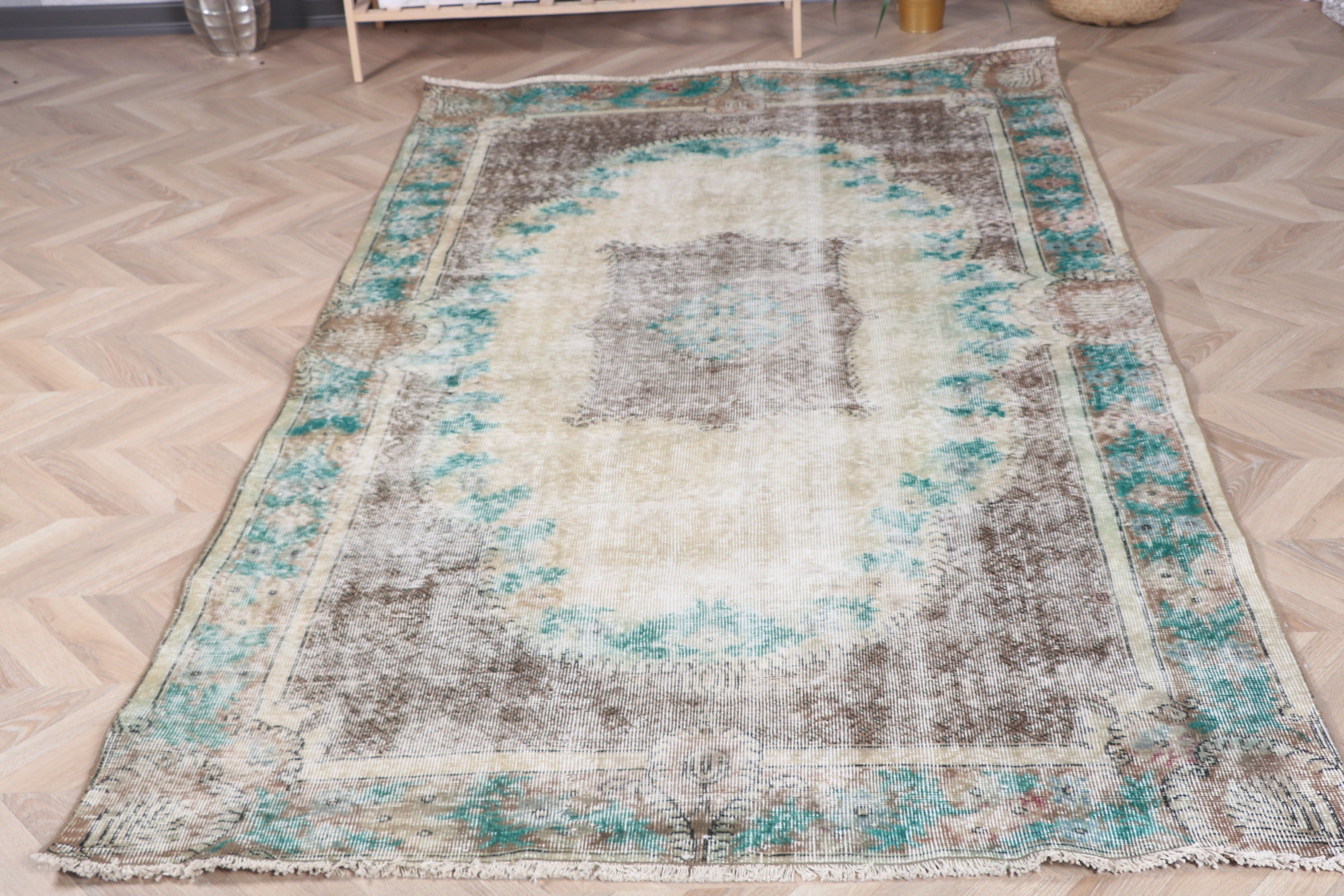 Oushak Area Rugs, Floor Rugs, Moroccan Rug, Boho Area Rug Rugs, 4.6x7.9 ft Area Rug, Vintage Rug, Beige Cool Rugs, Indoor Rug, Turkish Rug