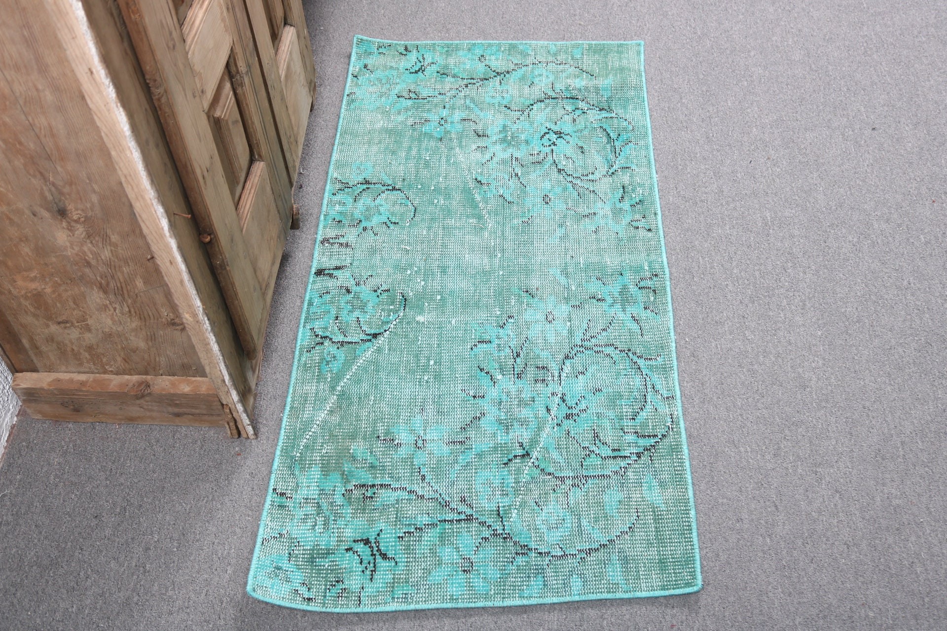 Wool Rug, Vintage Rugs, Green Handwoven Rugs, 2x4.2 ft Small Rug, Wall Hanging Rugs, Turkish Rugs, Anatolian Rug, Small Vintage Rugs