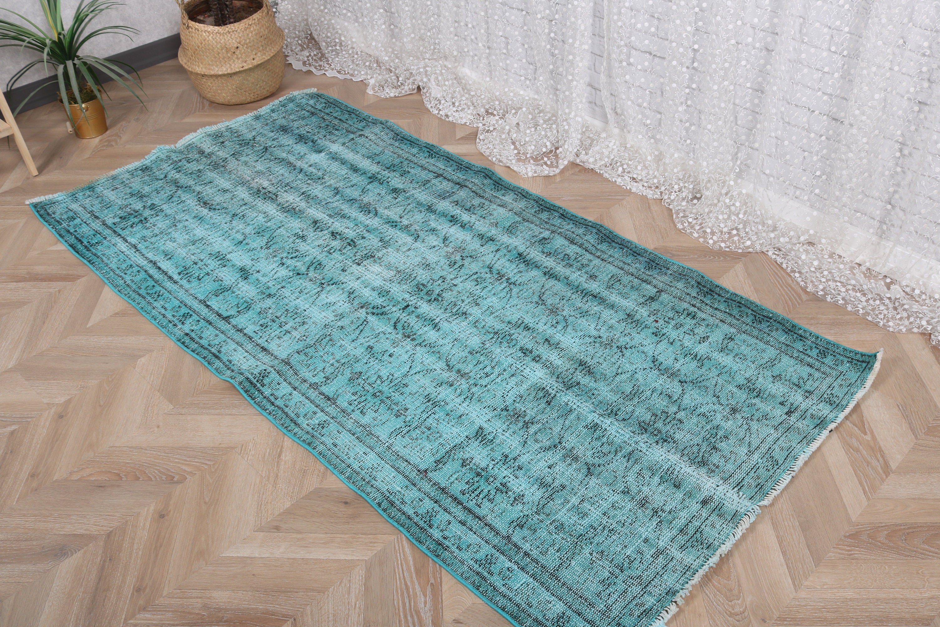 Entry Rugs, Geometric Rugs, Vintage Rug, Flatweave Rug, Vintage Accent Rugs, Green Cool Rug, 3.3x6.5 ft Accent Rugs, Boho Rug, Turkish Rug